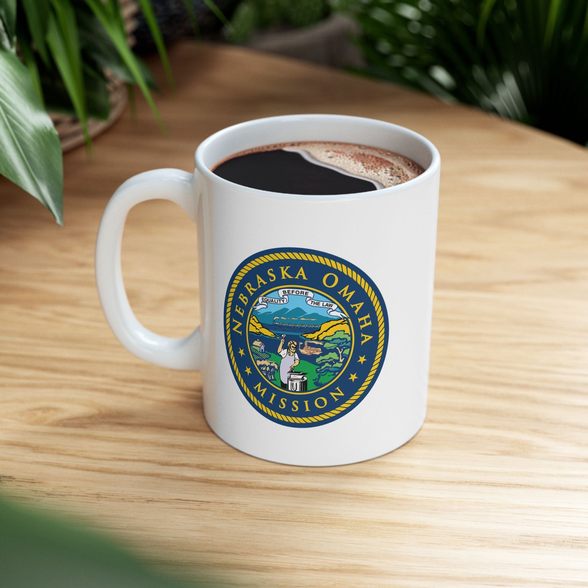 Nebraska Omaha Mission State Flag Logo Ceramic Mug White - Mission Wishlist - LDS Missionary Gift Store