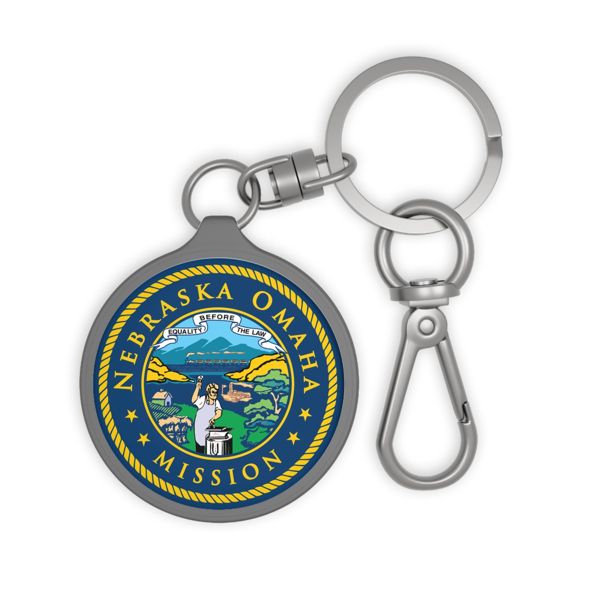 Nebraska Omaha Mission State Flag Logo Key Tag - Mission Wishlist - LDS Missionary Gift Store