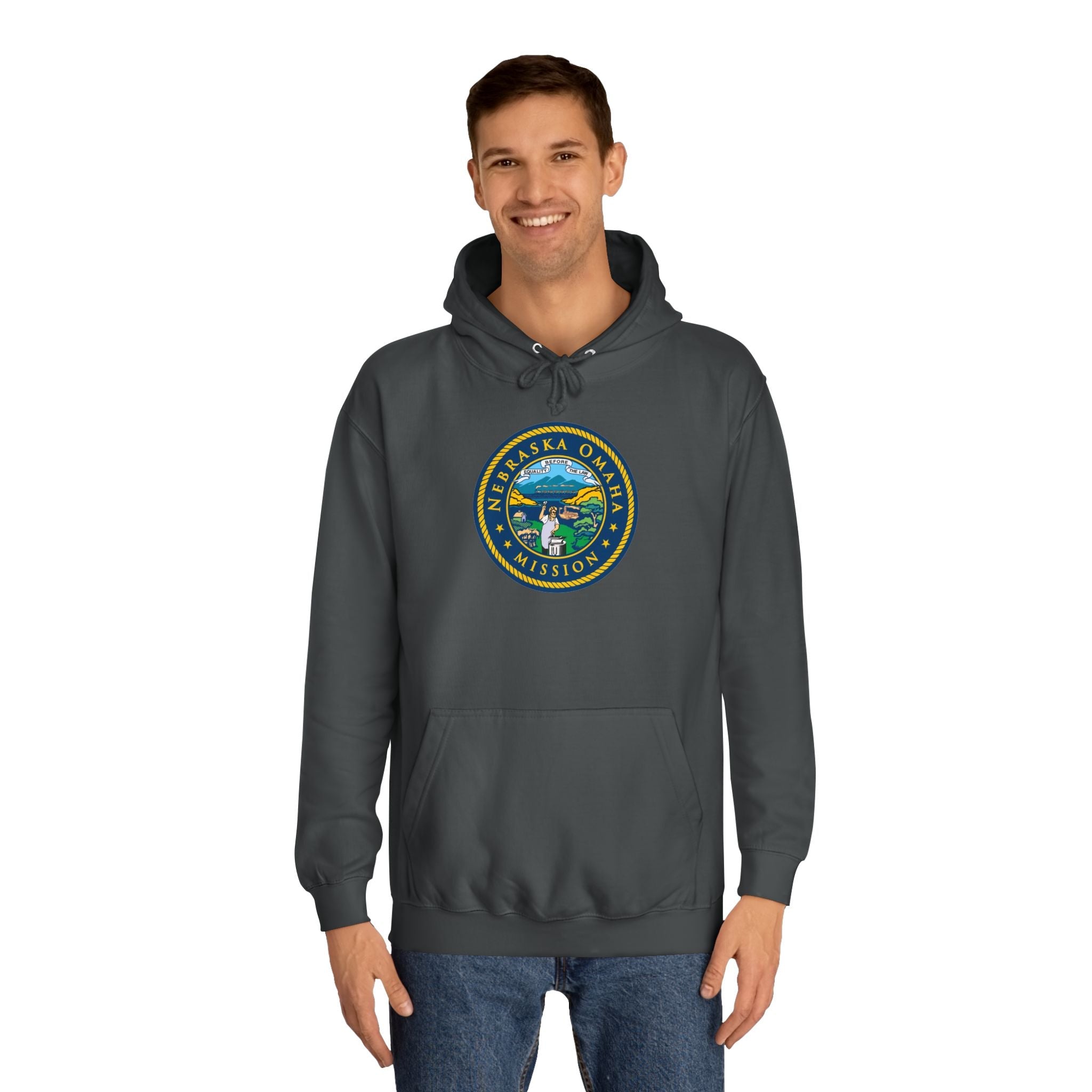 Nebraska Omaha Mission State Flag Logo (White Border) College Hoodie - Mission Wishlist - LDS Missionary Gift Store