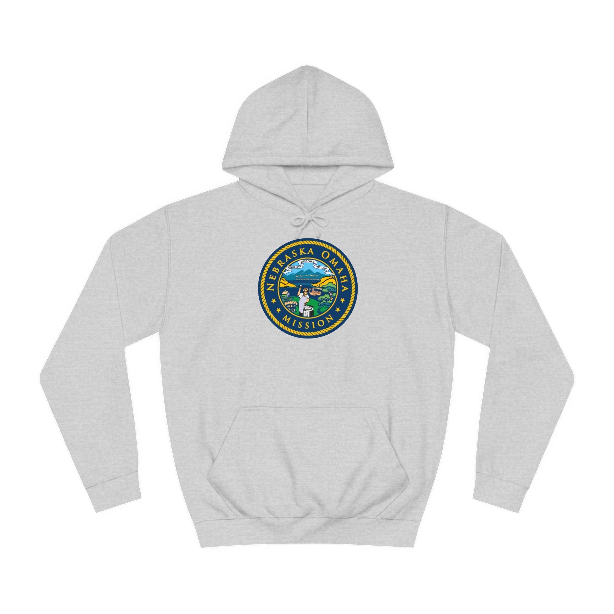 Nebraska Omaha Mission State Flag Logo (White Border) College Hoodie - Mission Wishlist - LDS Missionary Gift Store