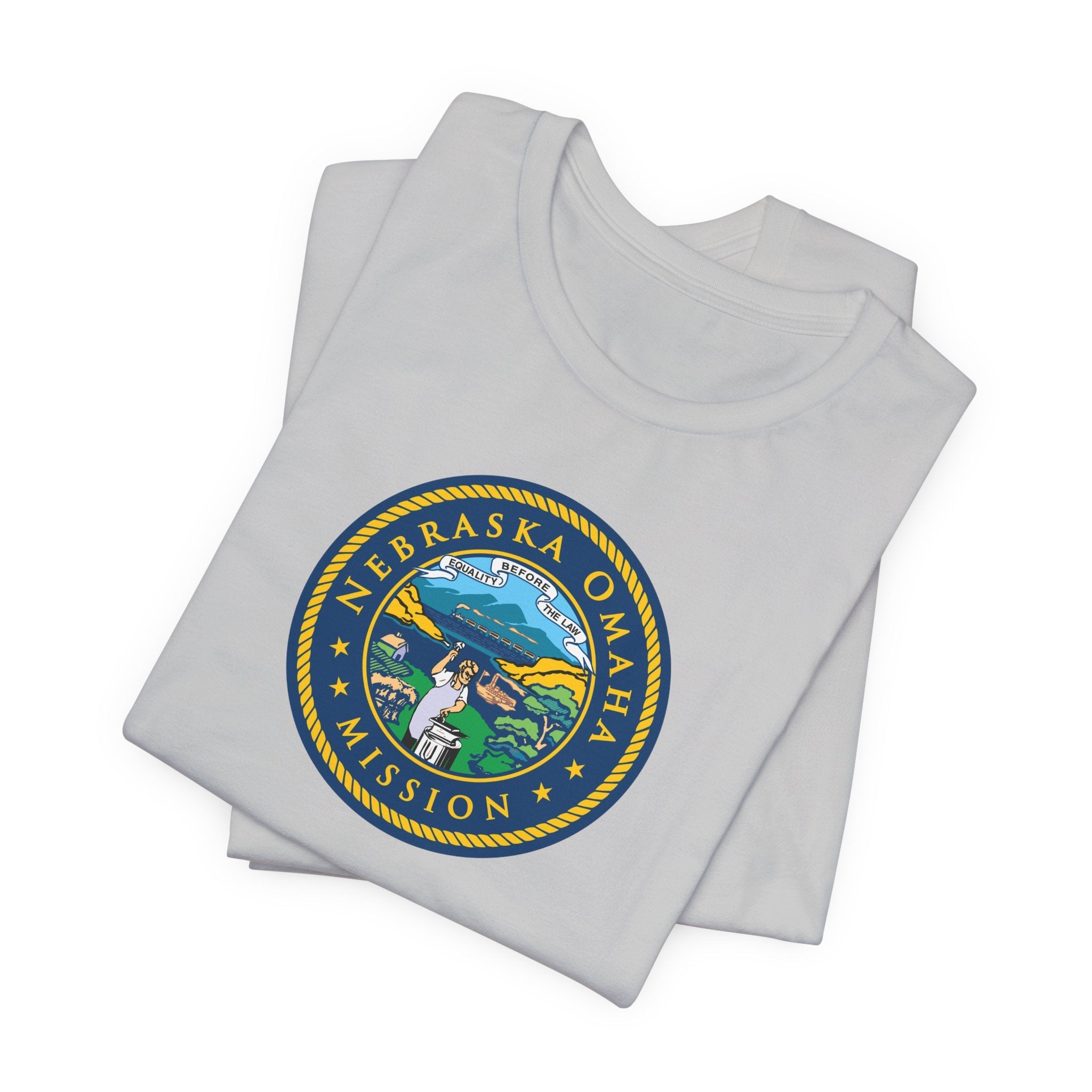 Nebraska Omaha Mission State Flag Logo (White Border) T-shirt - Mission Wishlist - LDS Missionary Gift Store