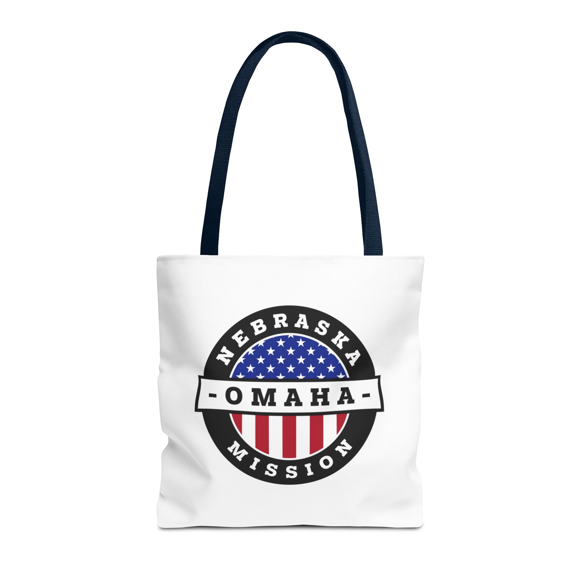 Nebraska Omaha Mission USA Flag Logo Tote Bag White - Mission Wishlist - LDS Missionary Gift Store