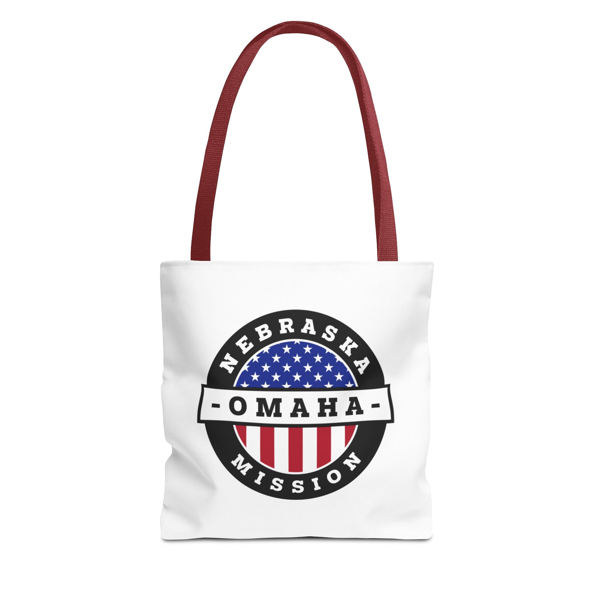 Nebraska Omaha Mission USA Flag Logo Tote Bag White - Mission Wishlist - LDS Missionary Gift Store