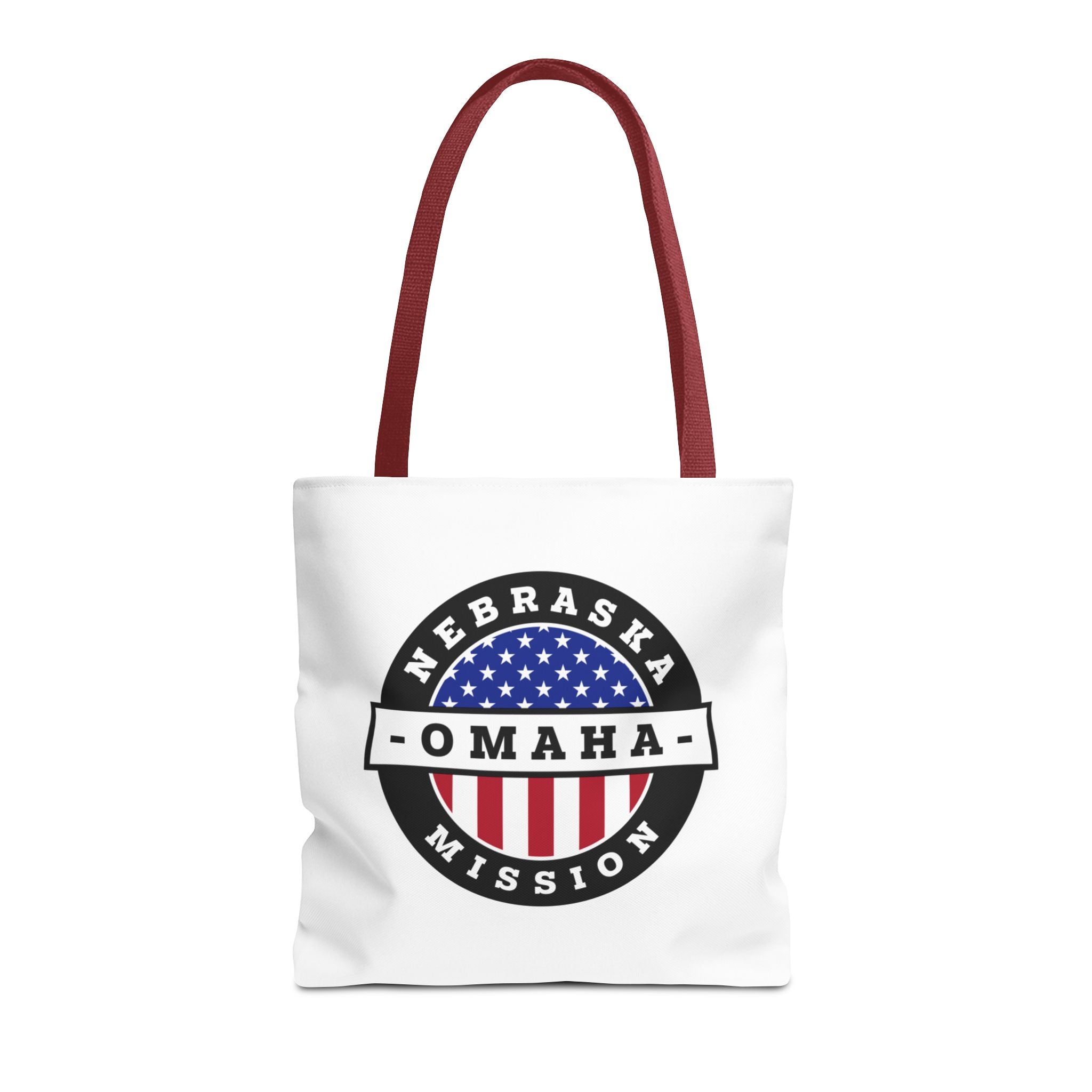 Nebraska Omaha Mission USA Flag Logo Tote Bag White - Mission Wishlist - LDS Missionary Gift Store