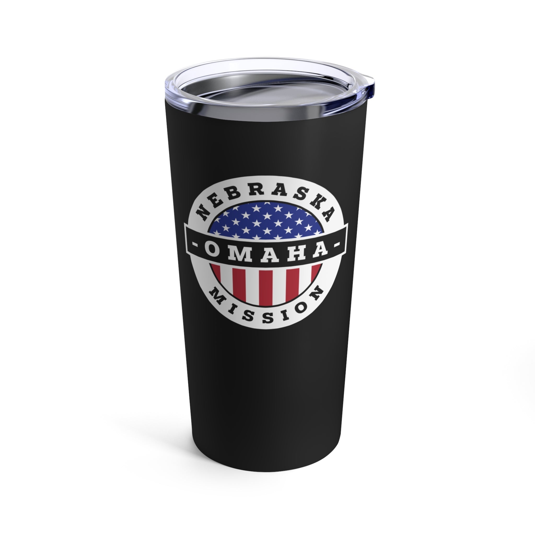 Nebraska Omaha Mission USA Flag Logo Tumbler 20oz Black - Mission Wishlist - LDS Missionary Gift Store