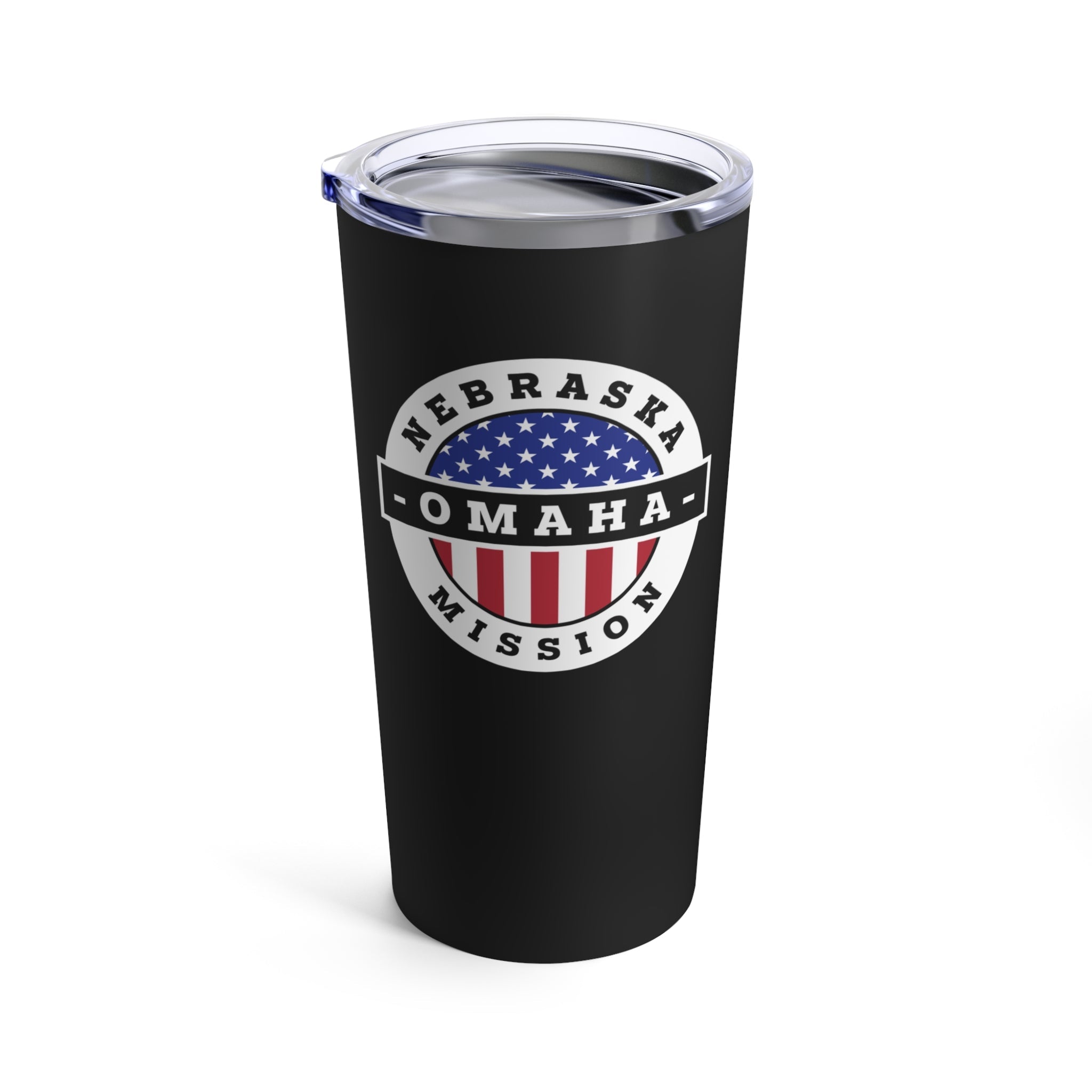 Nebraska Omaha Mission USA Flag Logo Tumbler 20oz Black - Mission Wishlist - LDS Missionary Gift Store