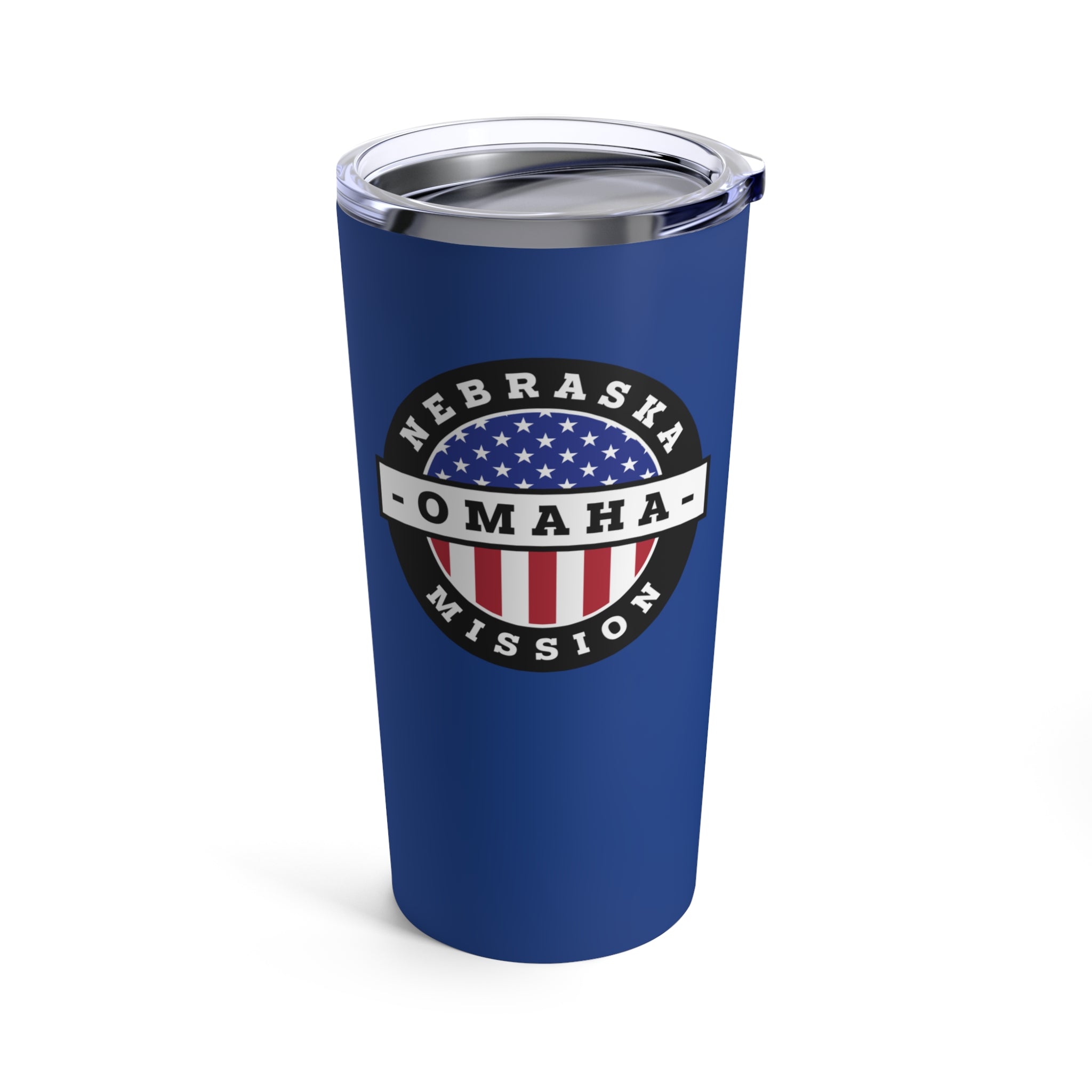 Nebraska Omaha Mission USA Flag Logo Tumbler 20oz Blue - Mission Wishlist - LDS Missionary Gift Store