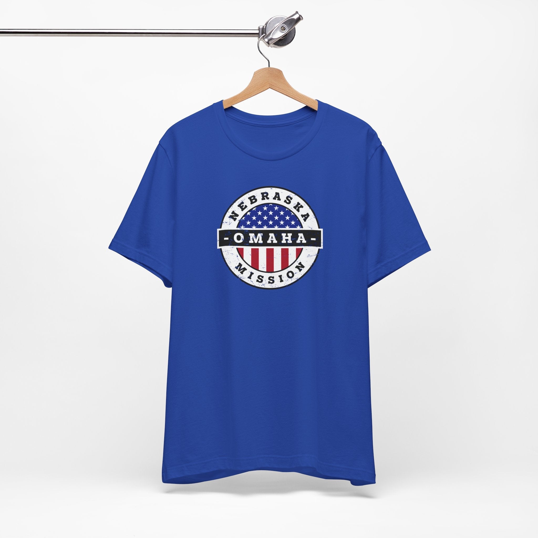 Nebraska Omaha Mission Vintage Circular USA Flag T-Shirt - Mission Wishlist - LDS Missionary Gift Store