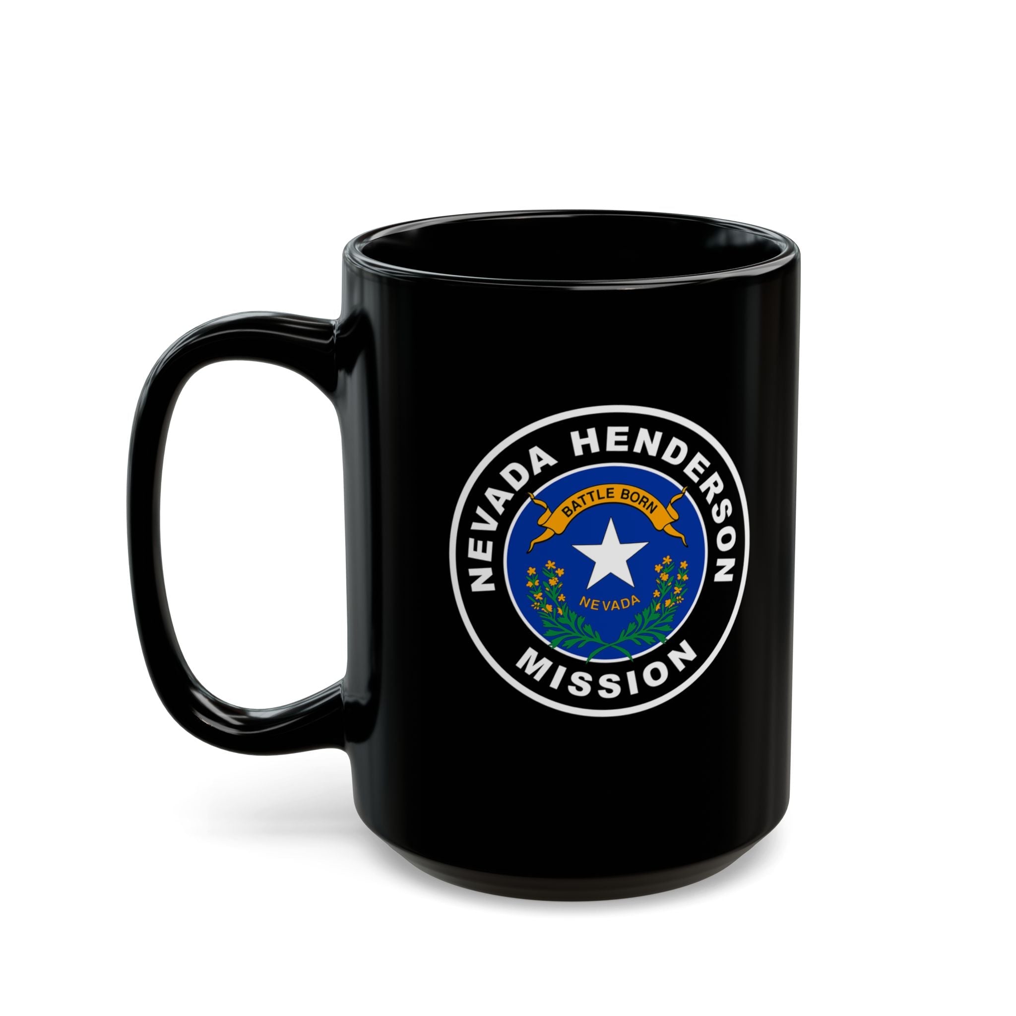 Nevada Henderson Mission State Flag Logo Ceramic Mug Black Name - Mission Wishlist - LDS Missionary Gift Store