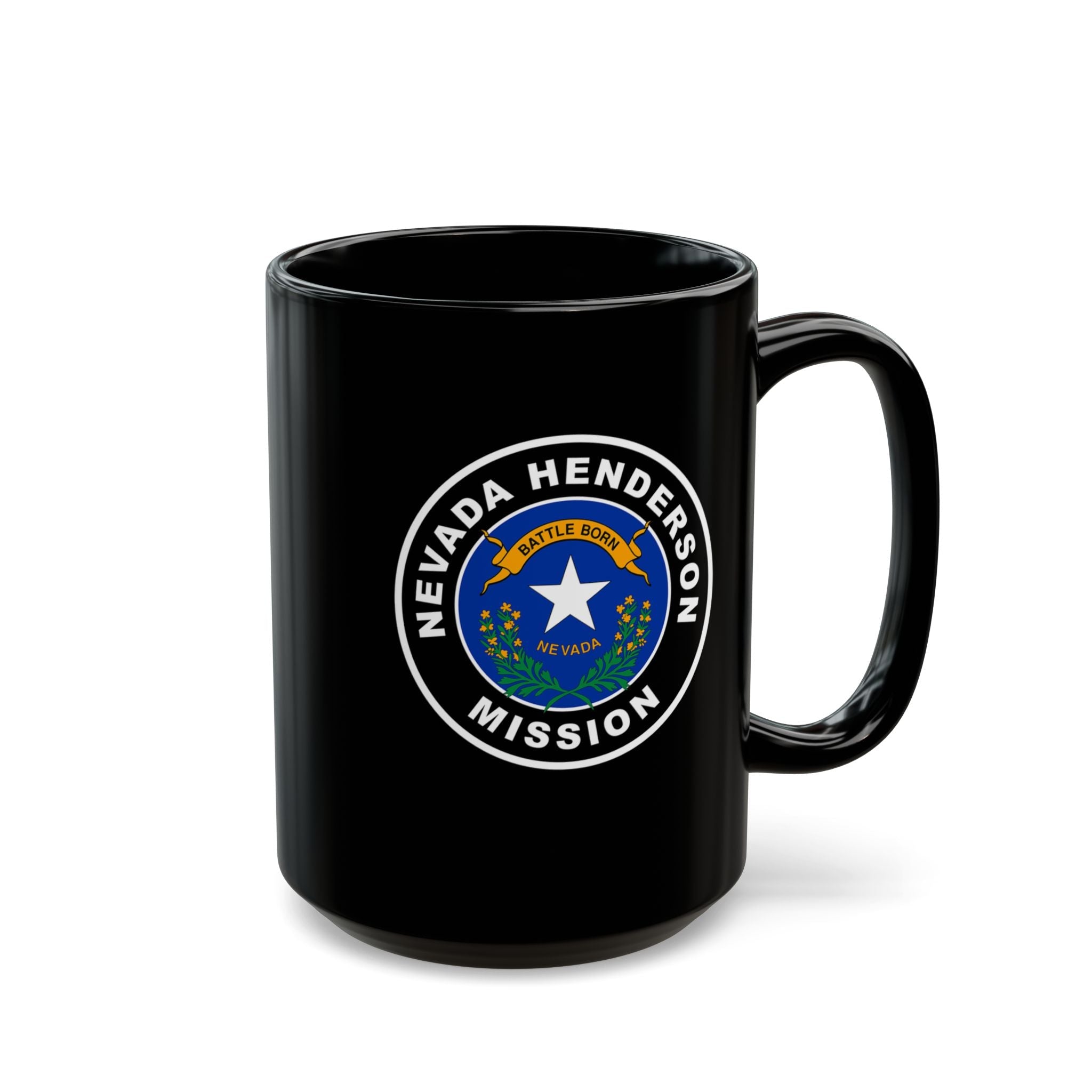 Nevada Henderson Mission State Flag Logo Ceramic Mug Black Name - Mission Wishlist - LDS Missionary Gift Store