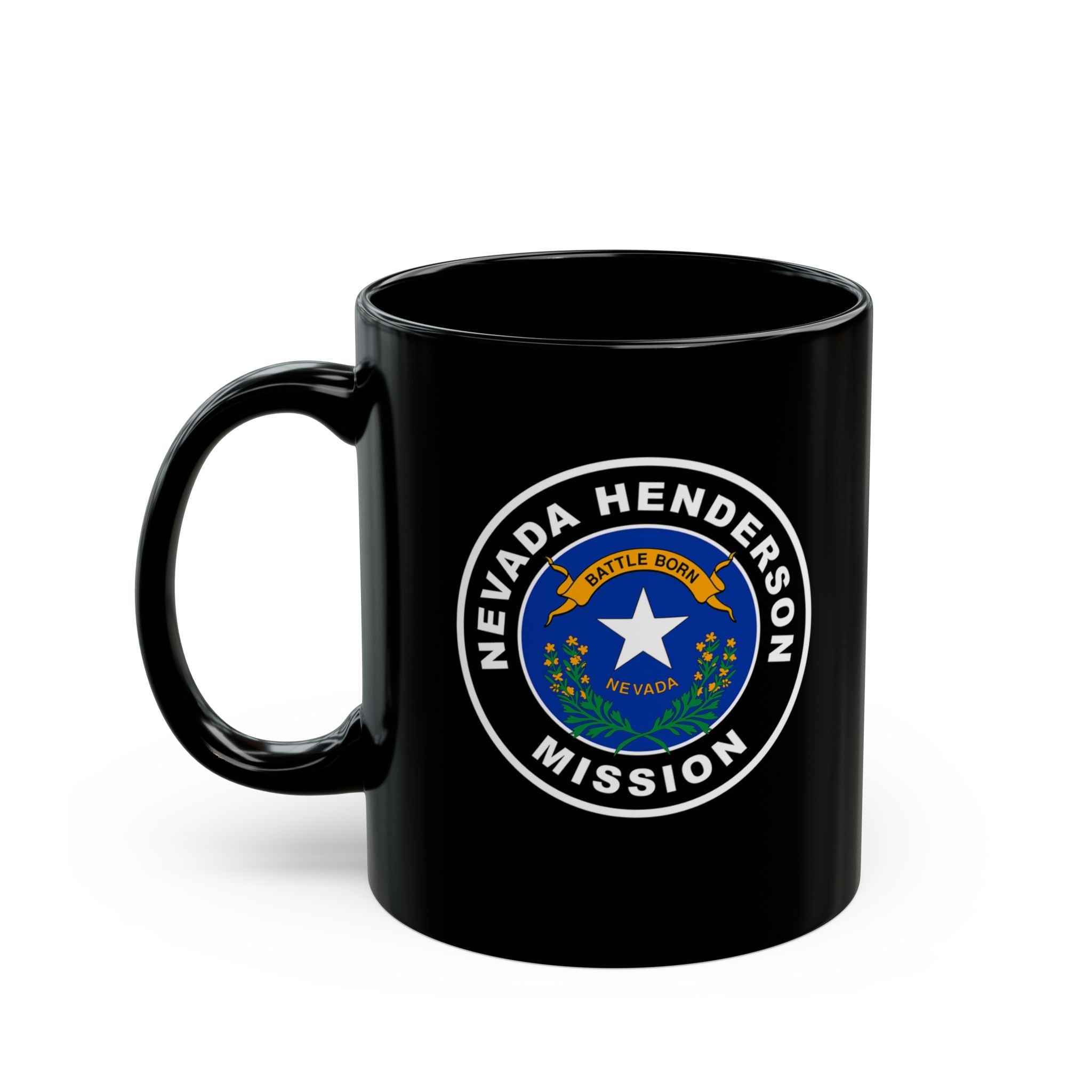 Nevada Henderson Mission State Flag Logo Ceramic Mug Black Name - Mission Wishlist - LDS Missionary Gift Store