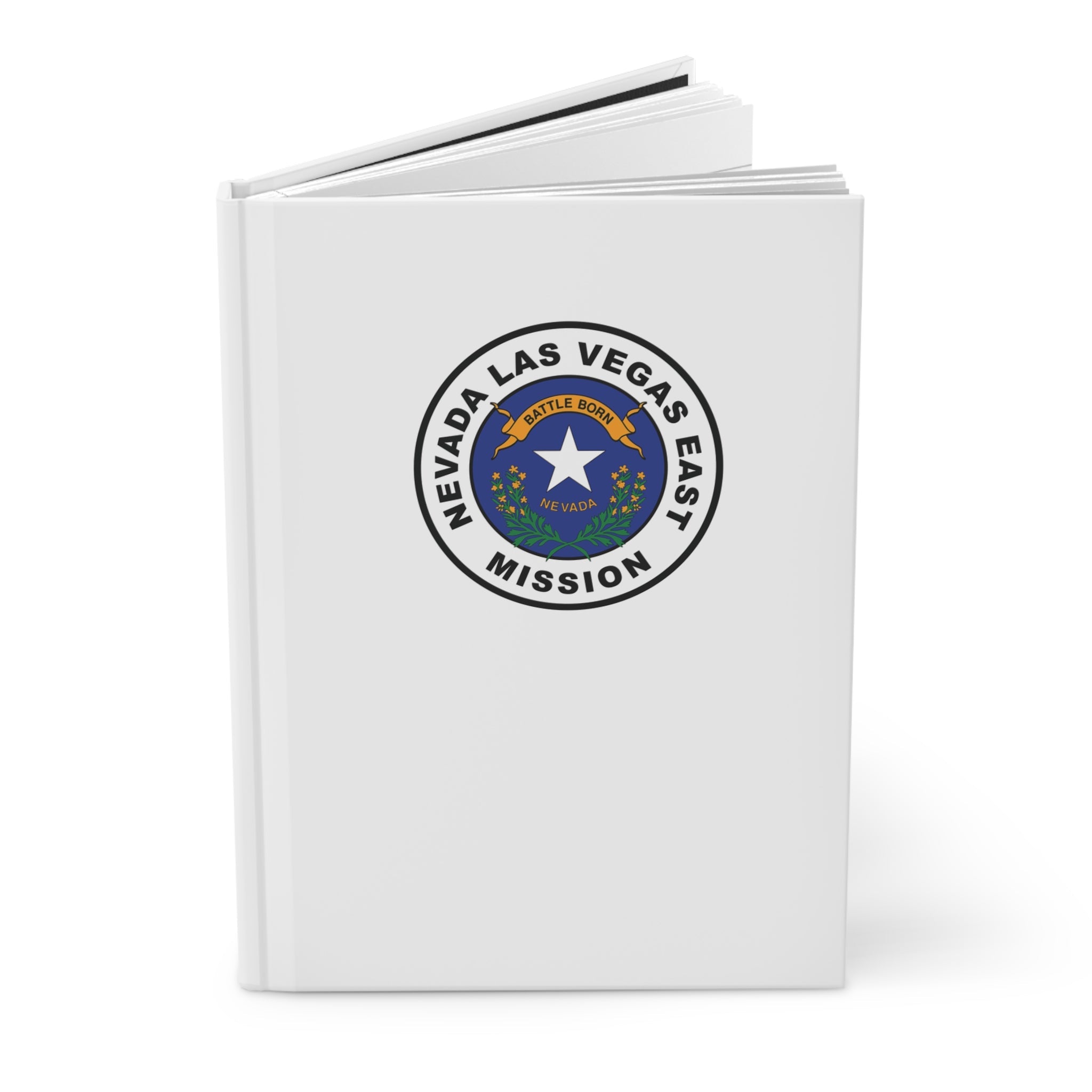 Nevada Las Vegas East Mission Logo Design White Hardcover Journal Matte - Latter-Day Saint LDS Missionary Gift - Book of Mormon