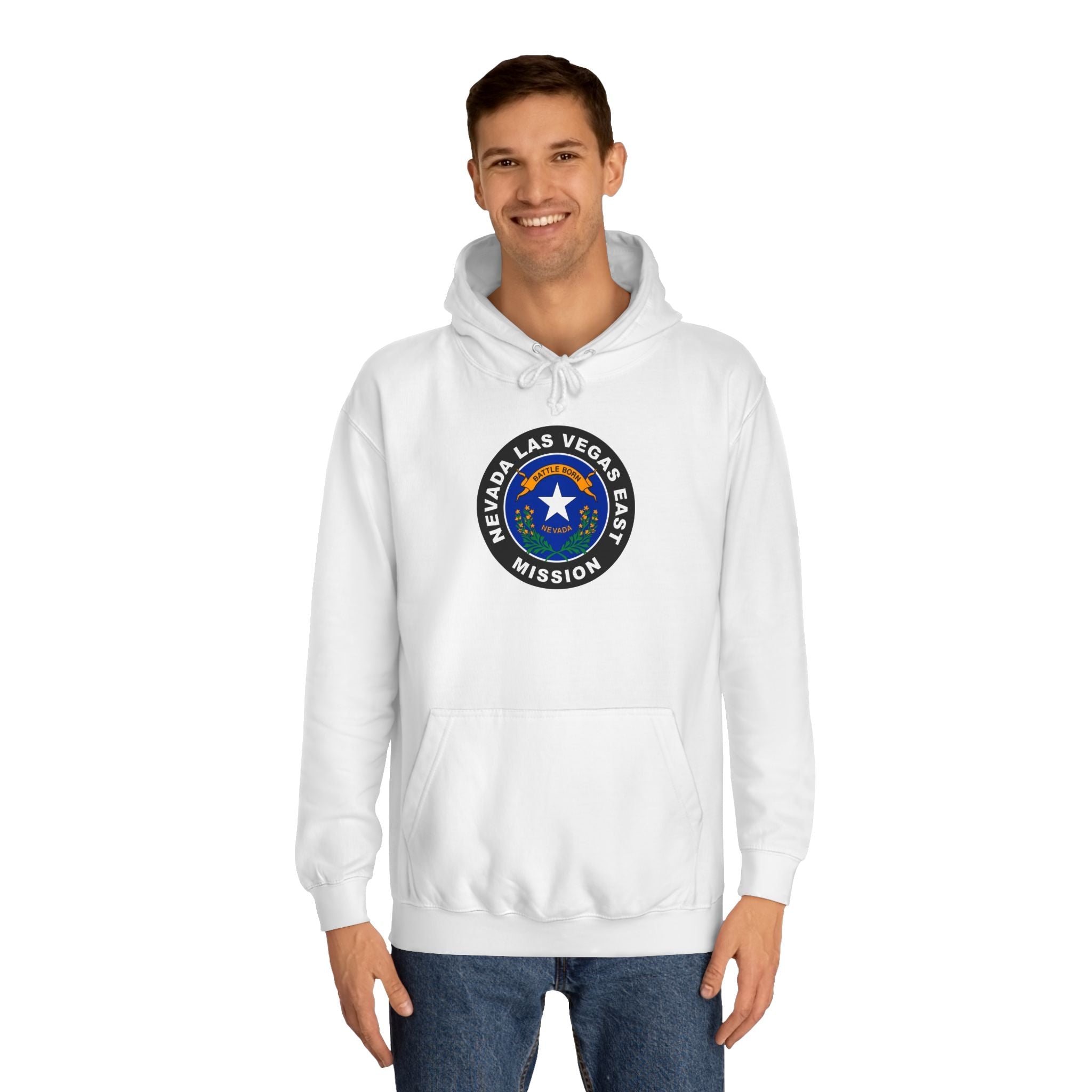 Nevada Las Vegas East Mission State Flag Logo (Black Border) College Hoodie - Mission Wishlist - LDS Missionary Gift Store