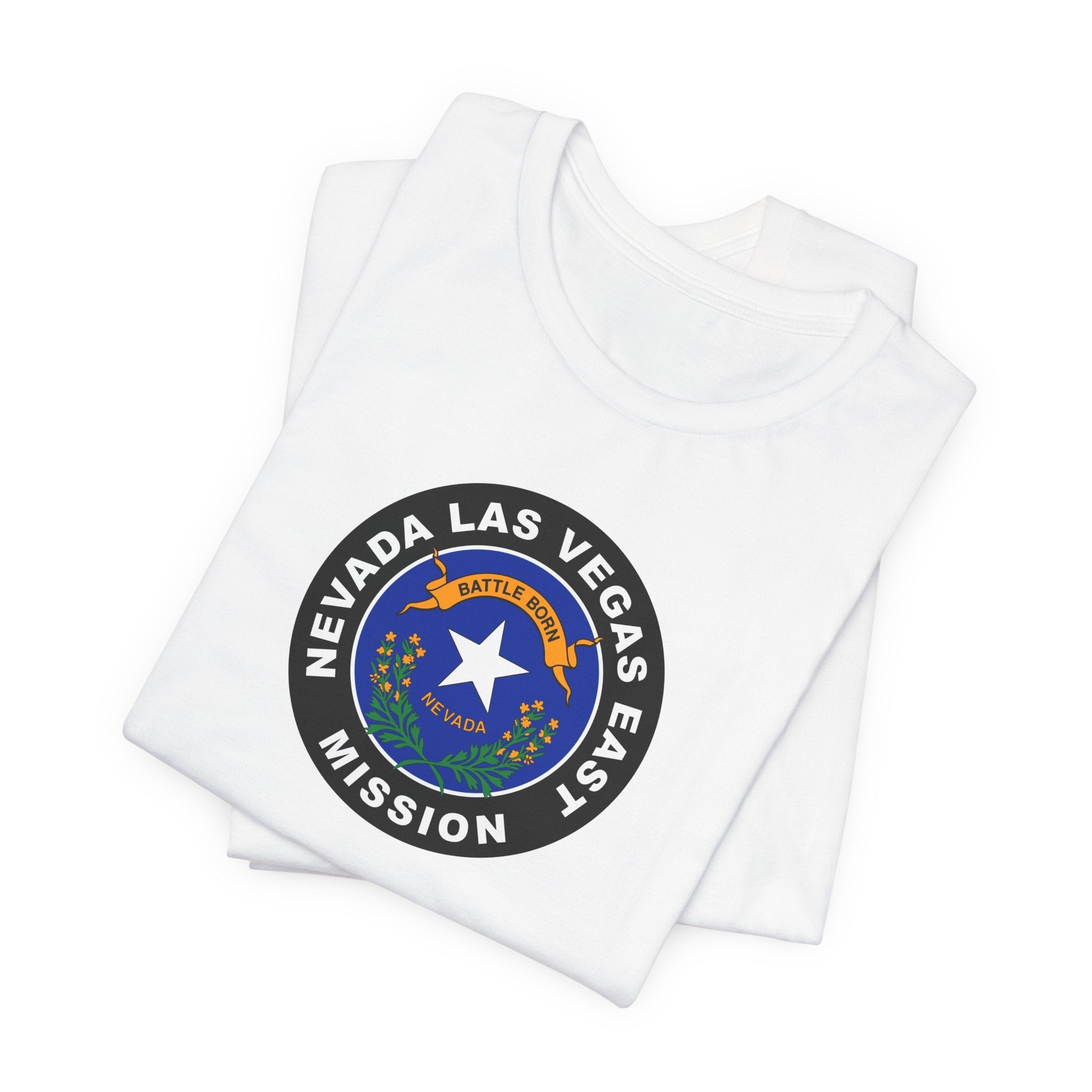 Nevada Las Vegas East Mission State Flag Logo (Black Border) T-shirt - Mission Wishlist - LDS Missionary Gift Store