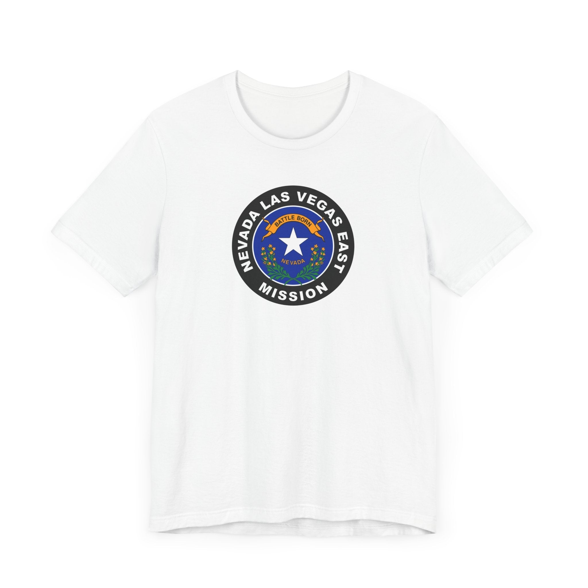 Nevada Las Vegas East Mission State Flag Logo (Black Border) T-shirt - Mission Wishlist - LDS Missionary Gift Store