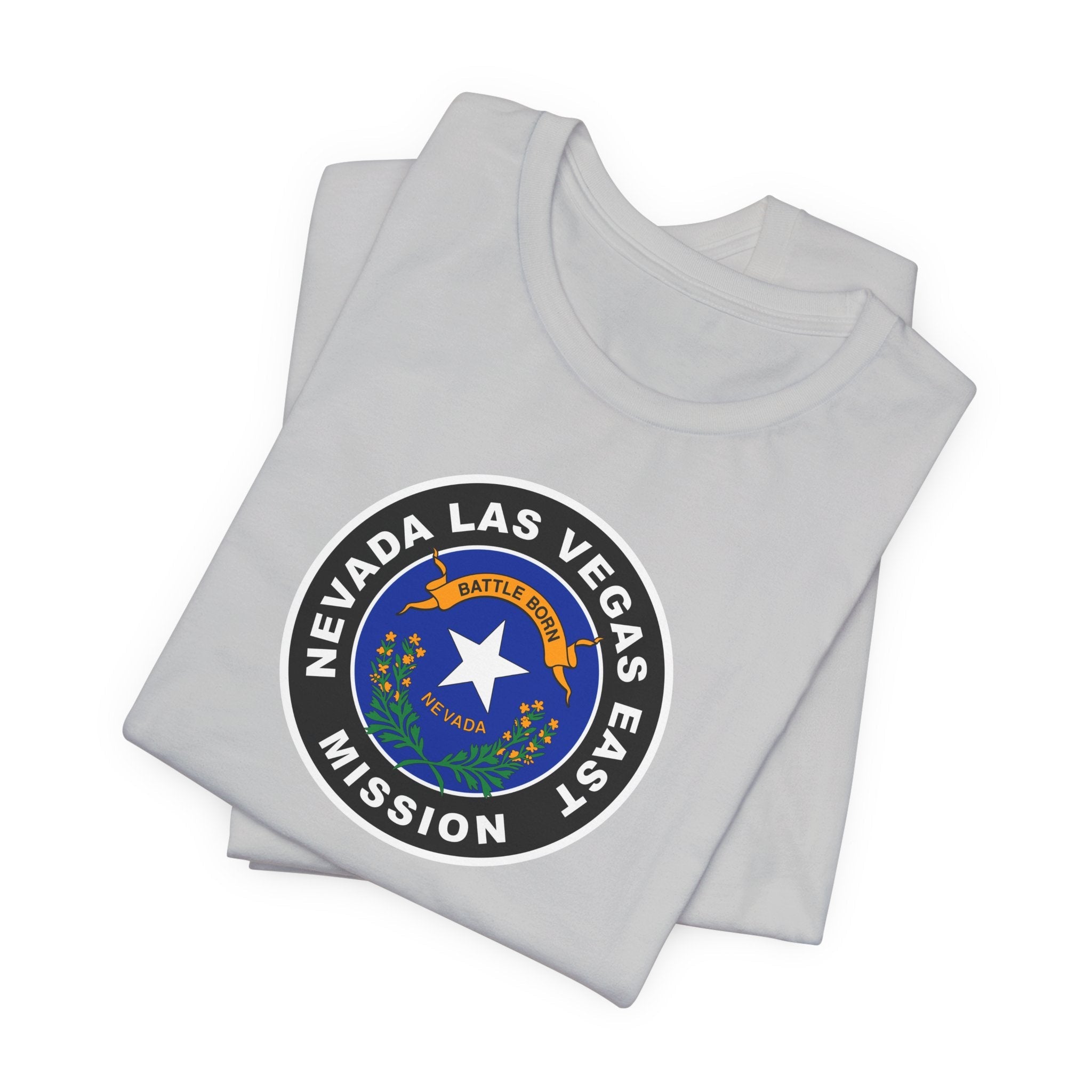 Nevada Las Vegas East Mission State Flag Logo (Black Border) T-shirt - Mission Wishlist - LDS Missionary Gift Store