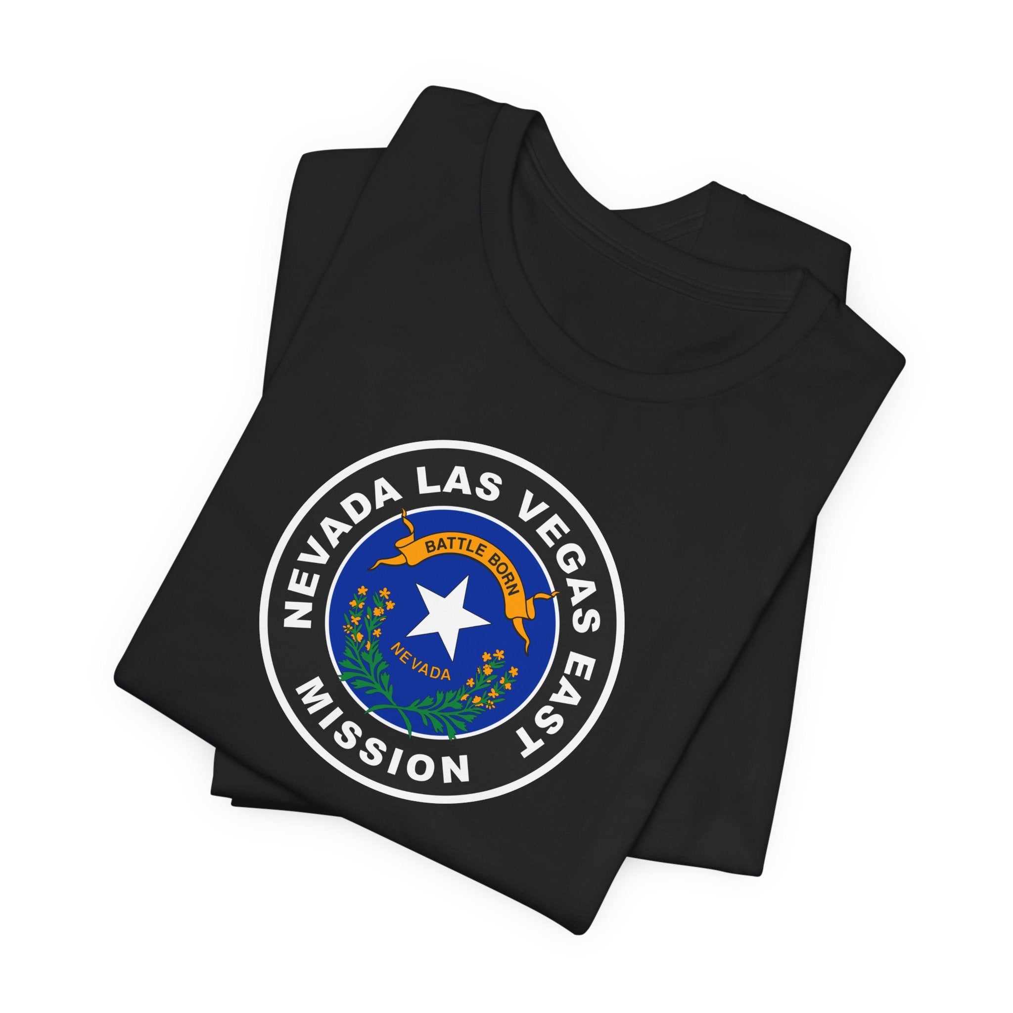 Nevada Las Vegas East Mission State Flag Logo (Black Border) T-shirt - Mission Wishlist - LDS Missionary Gift Store