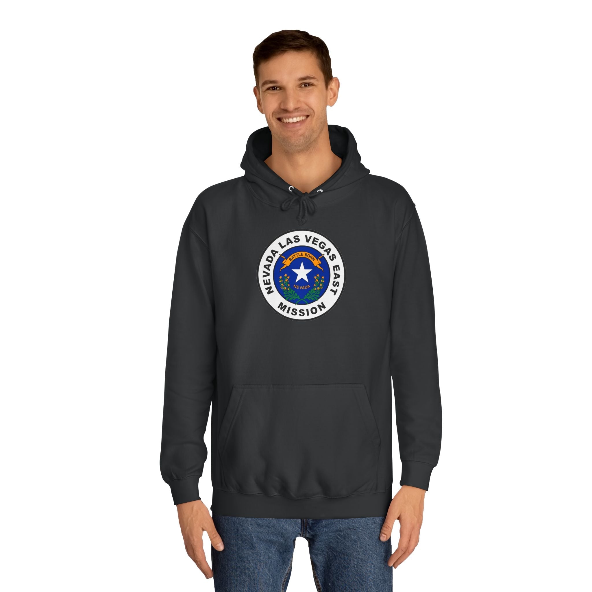 Nevada Las Vegas East Mission State Flag Logo (White Border) College Hoodie