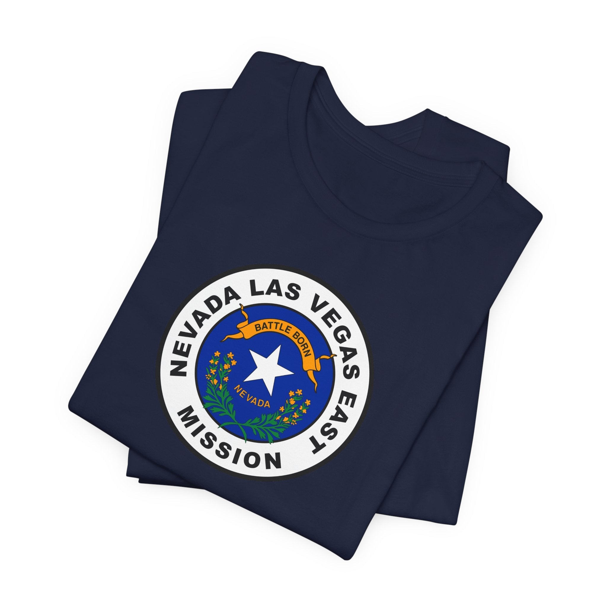 Nevada Las Vegas East Mission State Flag Logo (White Border) T-shirt - Mission Wishlist - LDS Missionary Gift Store