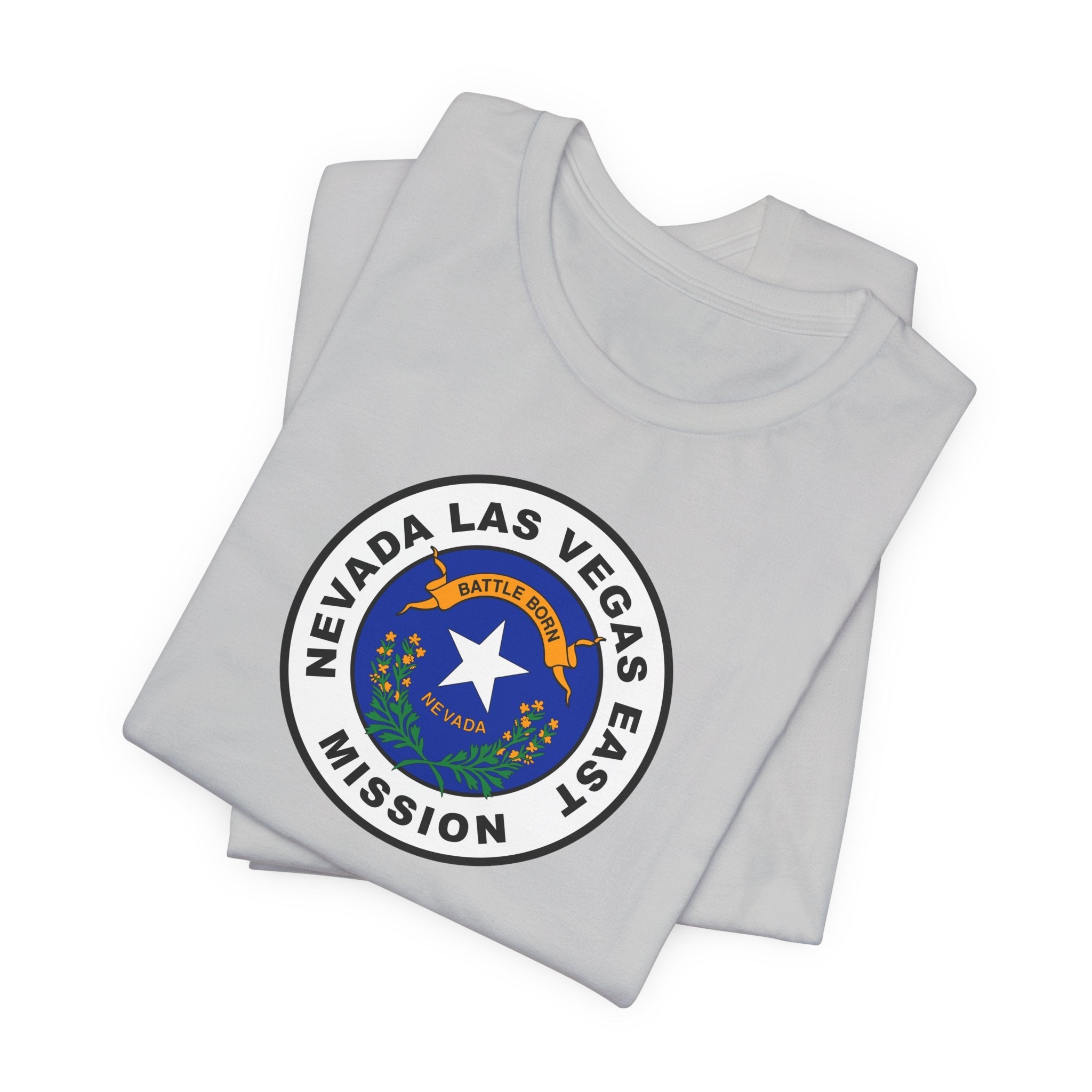 Nevada Las Vegas East Mission State Flag Logo (White Border) T-shirt - Mission Wishlist - LDS Missionary Gift Store