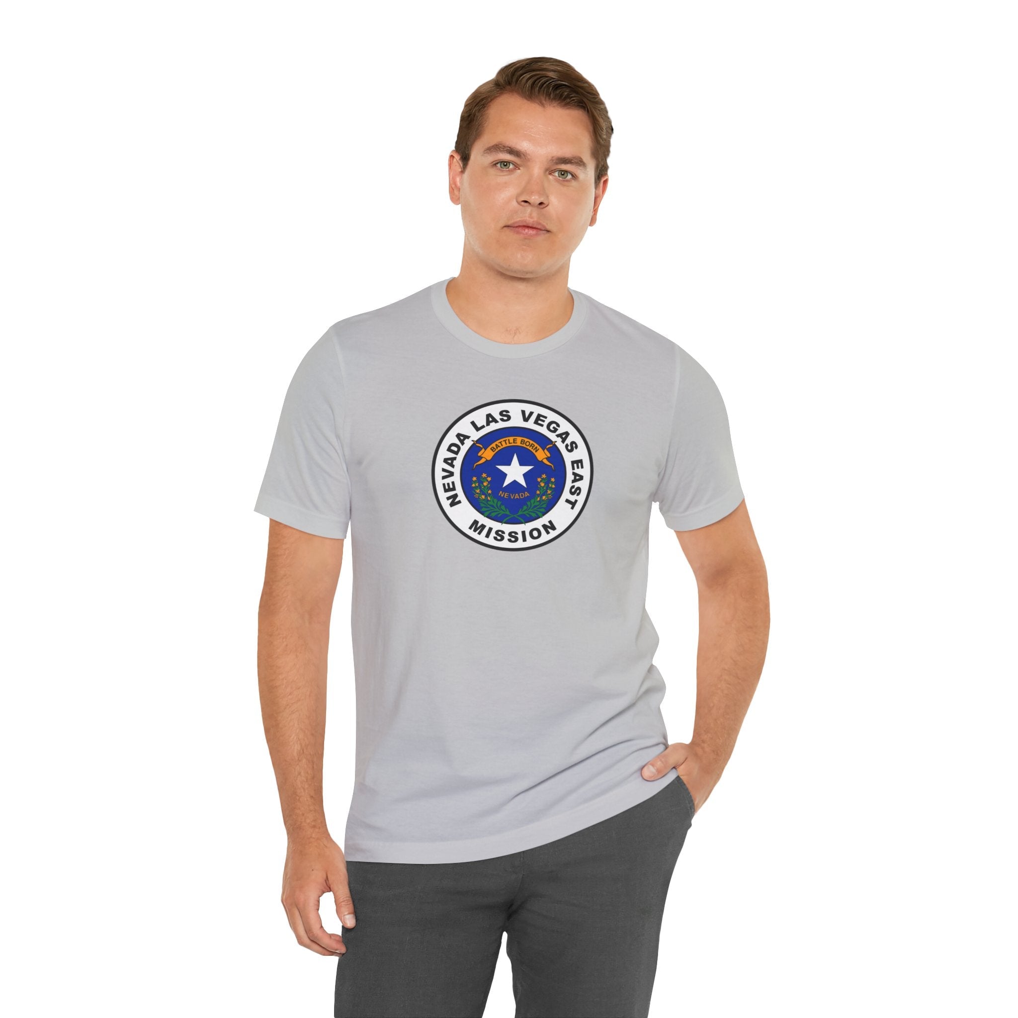 Nevada Las Vegas East Mission State Flag Logo (White Border) T-shirt - Mission Wishlist - LDS Missionary Gift Store