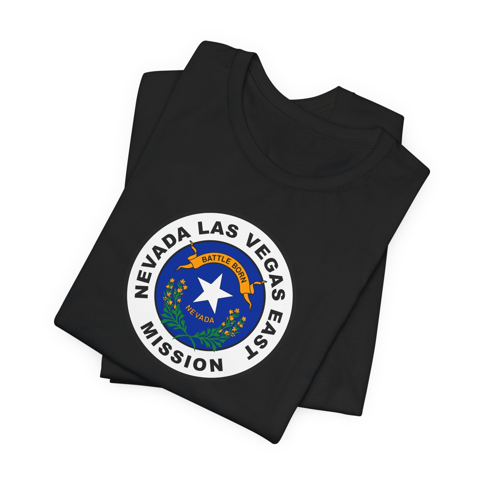 Nevada Las Vegas East Mission State Flag Logo (White Border) T-shirt - Mission Wishlist - LDS Missionary Gift Store