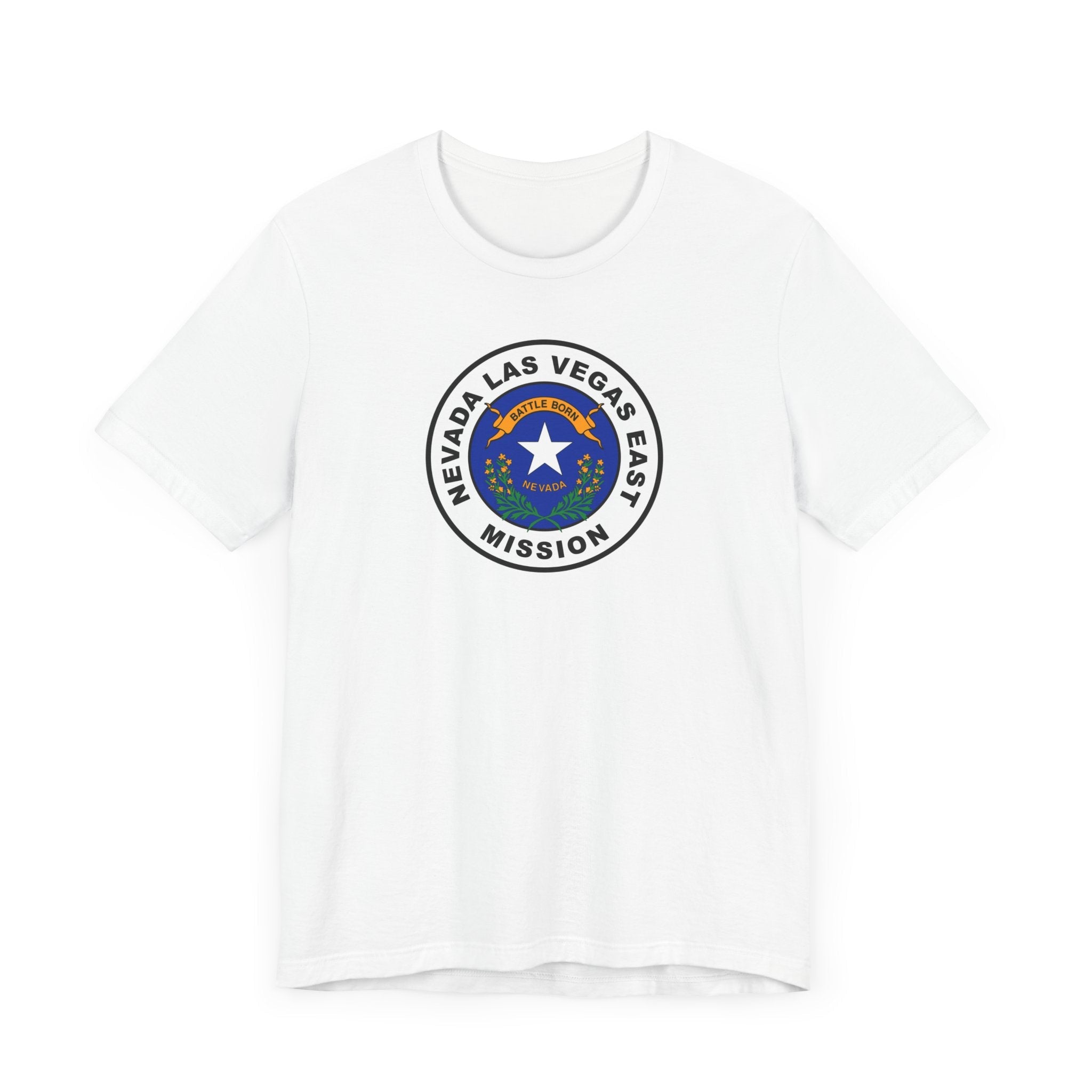 Nevada Las Vegas East Mission State Flag Logo (White Border) T-shirt - Mission Wishlist - LDS Missionary Gift Store