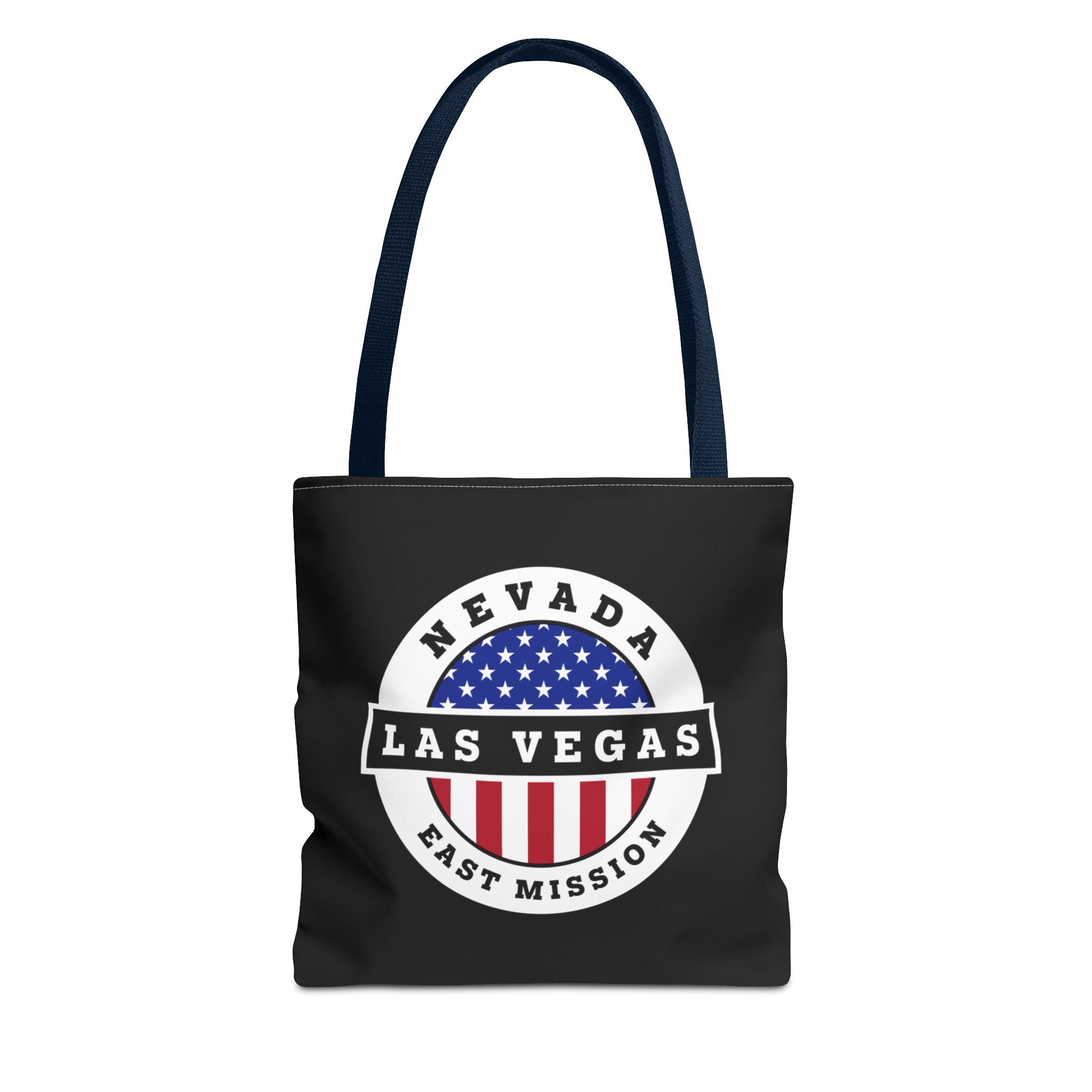 Nevada Las Vegas East Mission USA Flag Logo Tote Bag Black - Mission Wishlist - LDS Missionary Gift Store