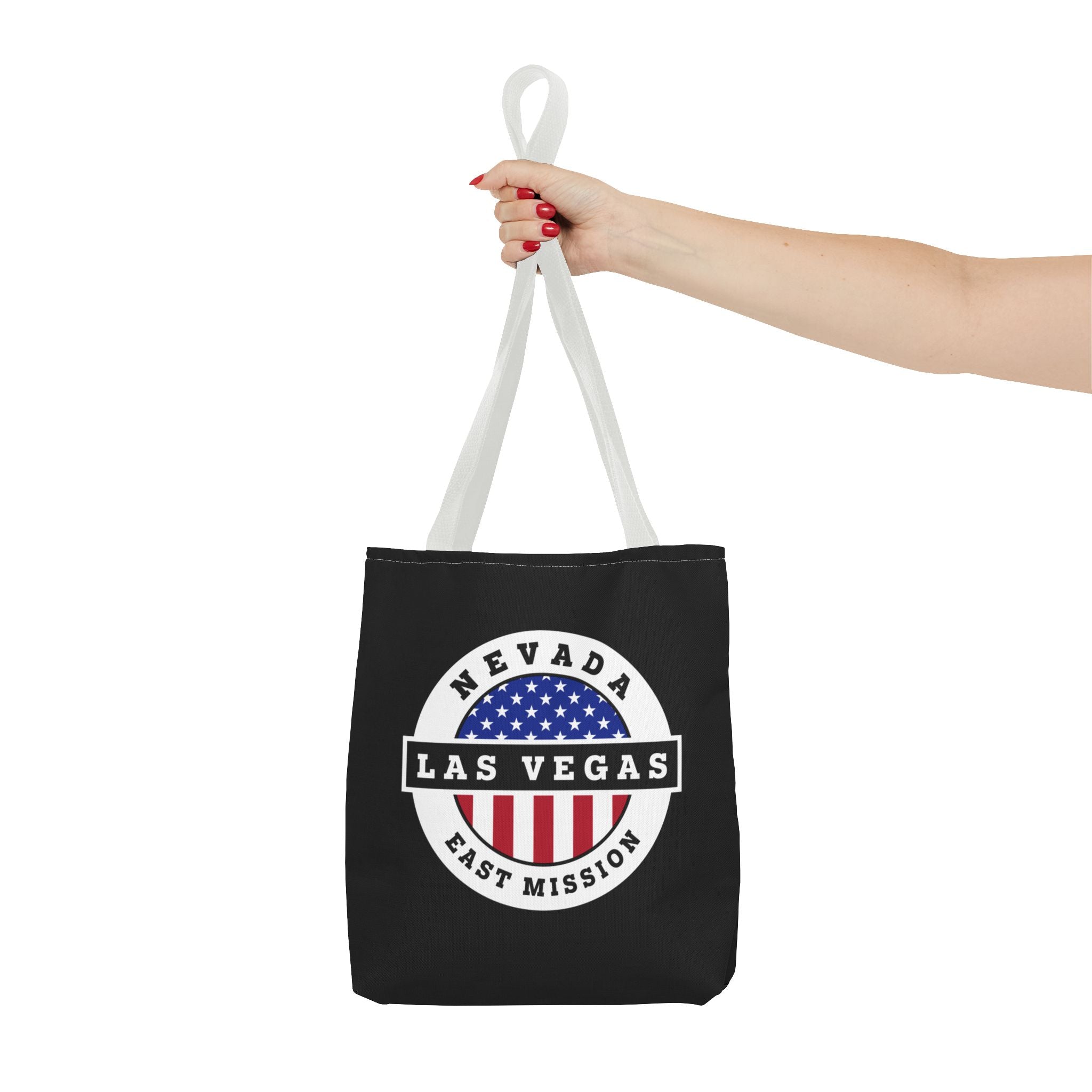 Nevada Las Vegas East Mission USA Flag Logo Tote Bag Black - Mission Wishlist - LDS Missionary Gift Store
