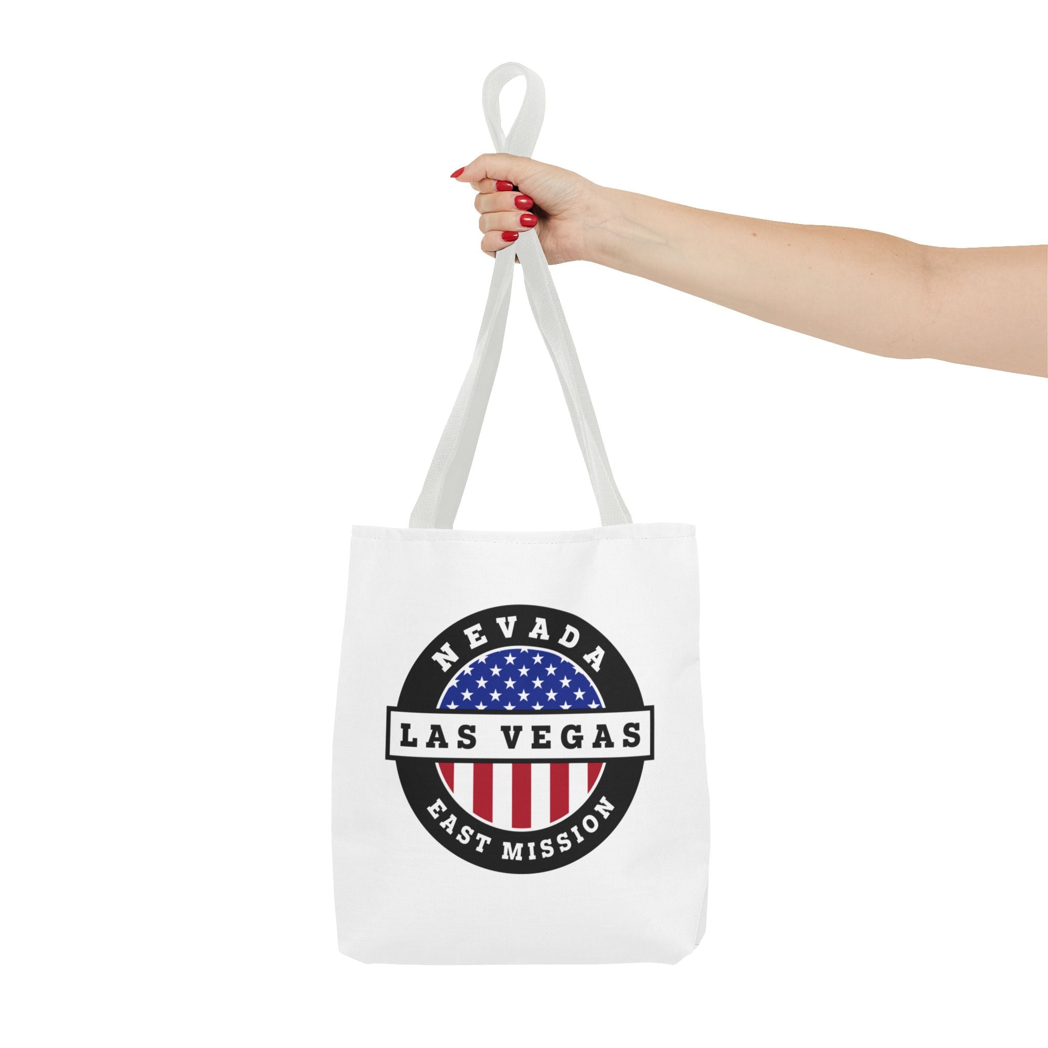 Nevada Las Vegas East Mission USA Flag Logo Tote Bag White - Mission Wishlist - LDS Missionary Gift Store