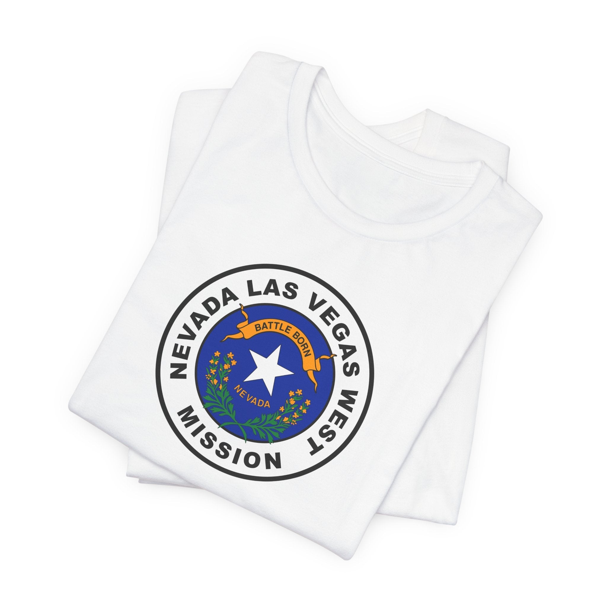 Nevada Las Vegas West Mission State Flag Logo (White Border) T-shirt - Mission Wishlist - LDS Missionary Gift Store