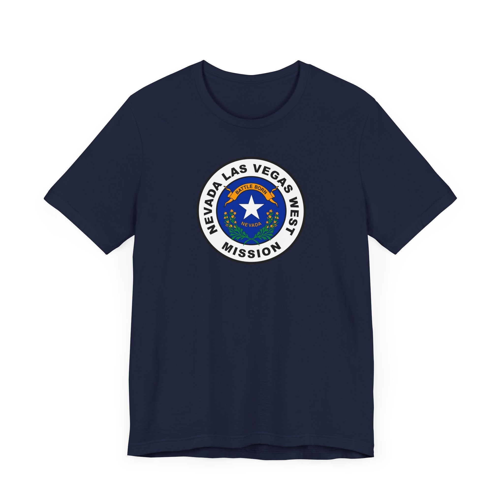 Nevada Las Vegas West Mission State Flag Logo (White Border) T-shirt - Mission Wishlist - LDS Missionary Gift Store