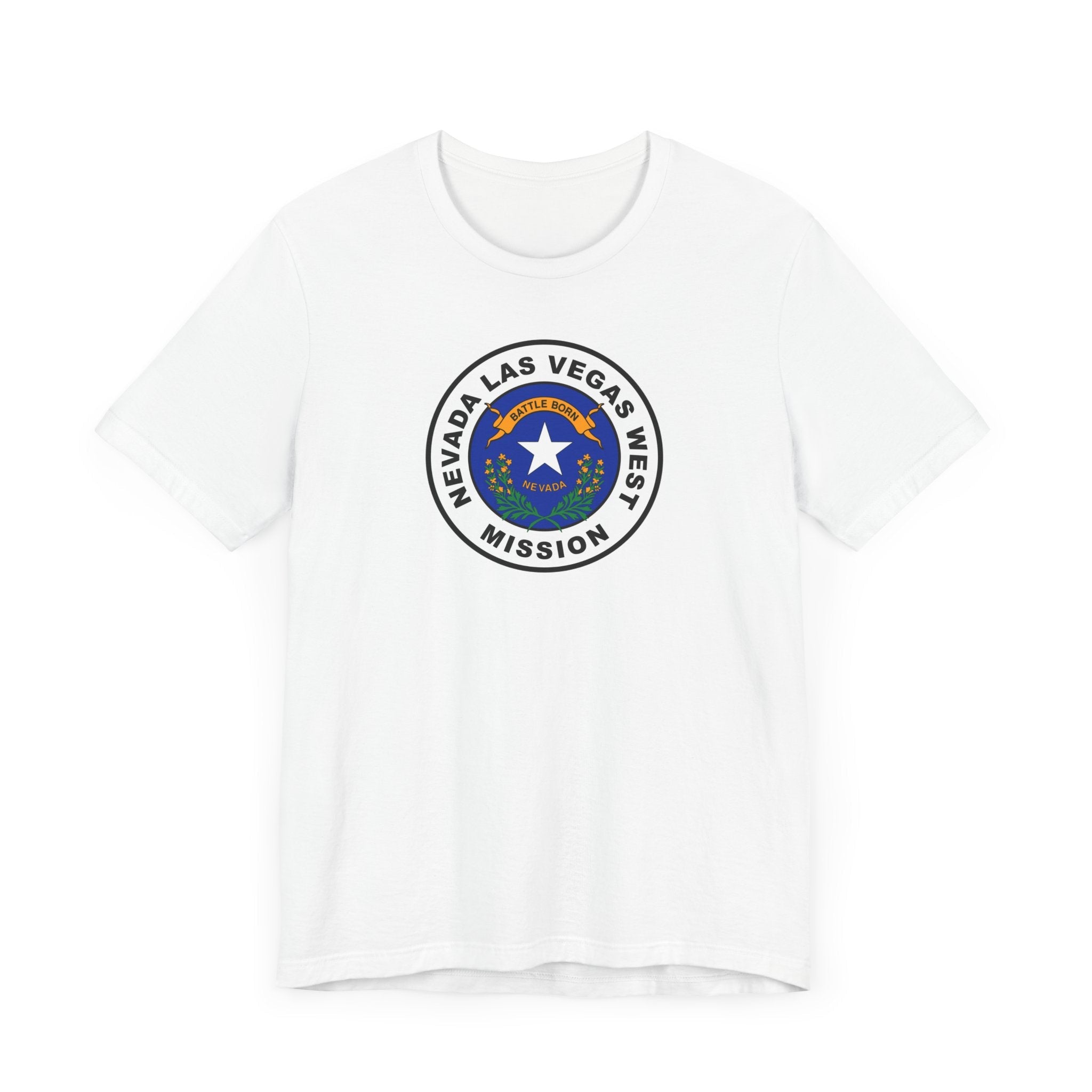 Nevada Las Vegas West Mission State Flag Logo (White Border) T-shirt - Mission Wishlist - LDS Missionary Gift Store