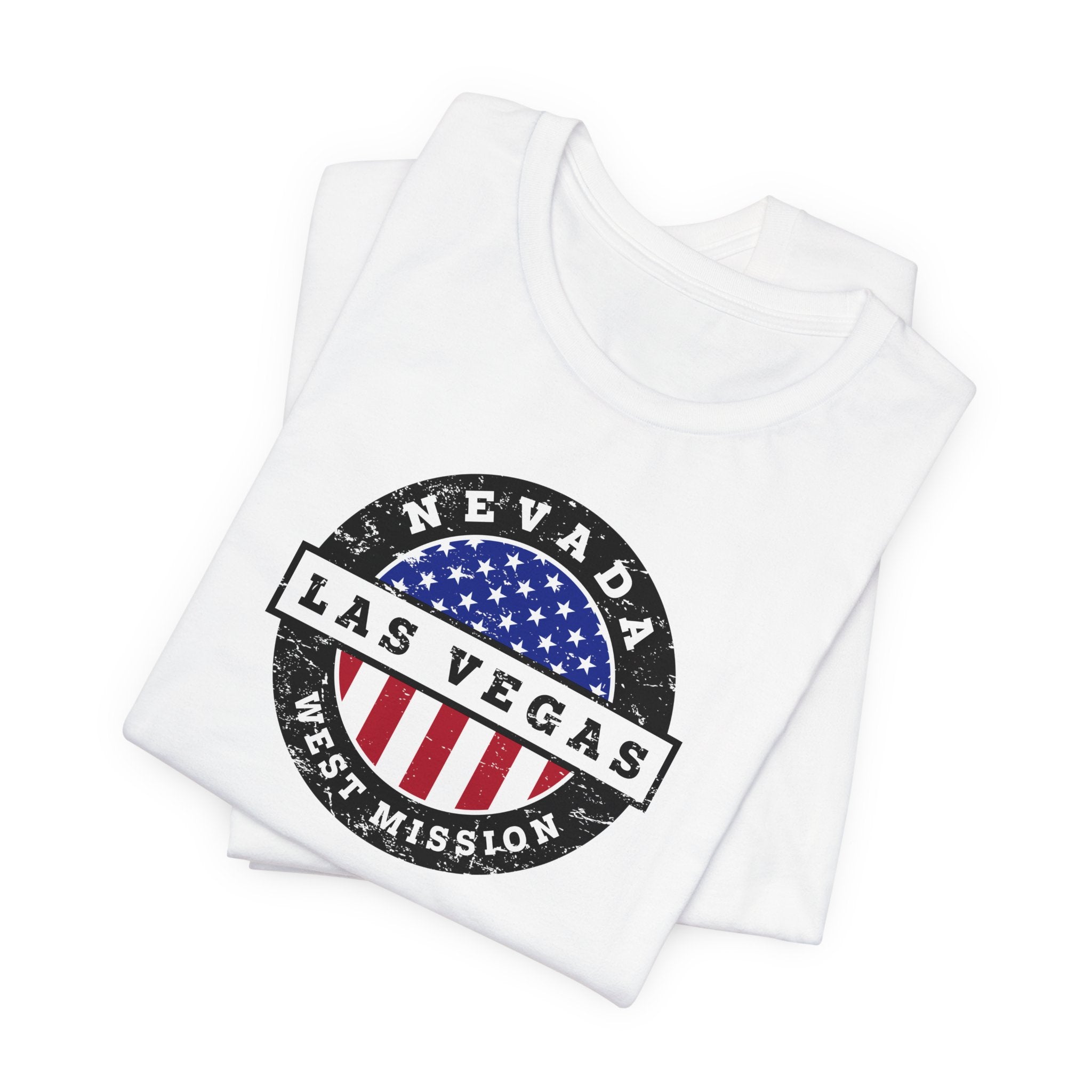 Nevada Las Vegas West Mission Vintage Circular USA Flag T-Shirt - Mission Wishlist - LDS Missionary Gift Store