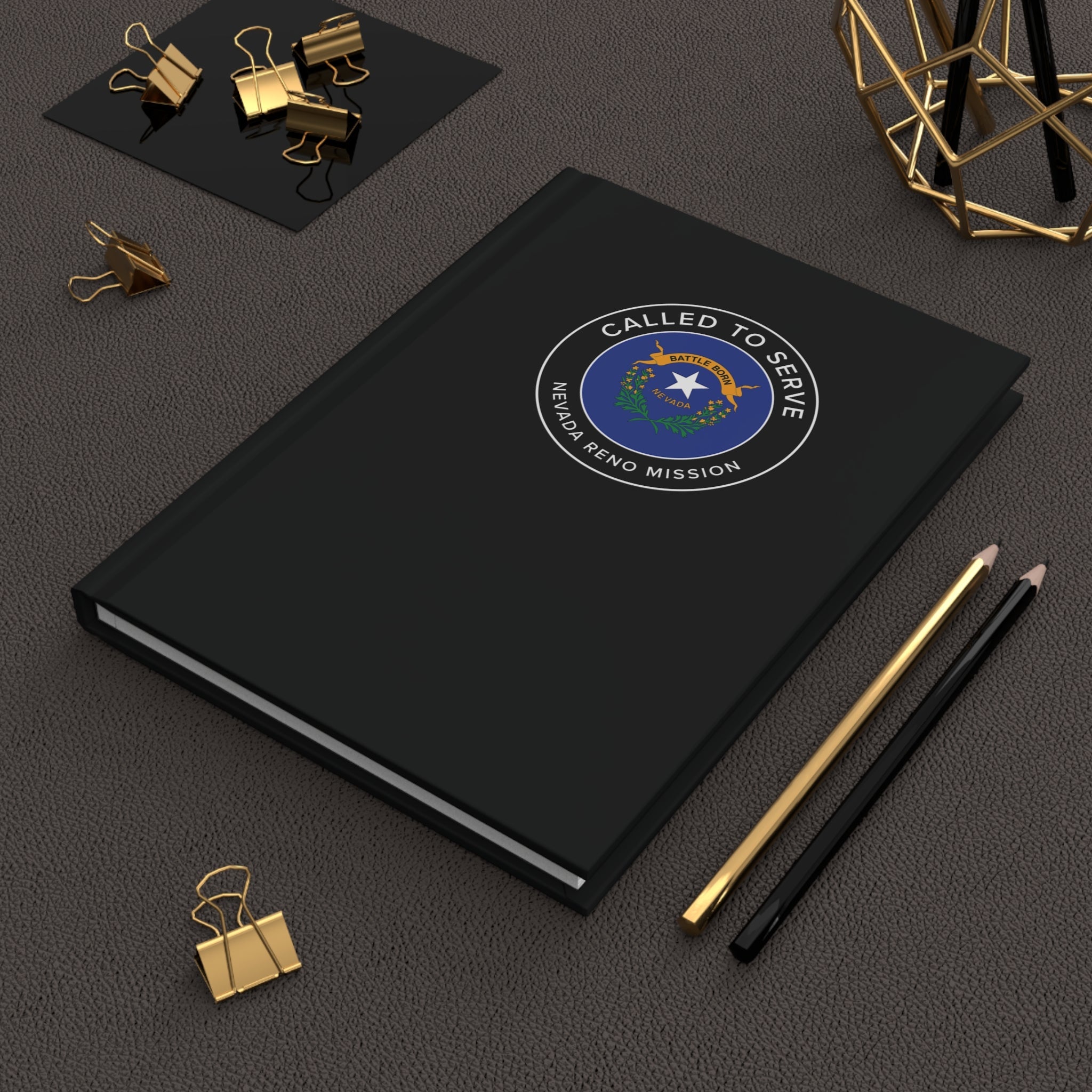 Nevada Reno Mission Circle Flag Called to Serve Black Hardcover Journal Matte - Latter-Day Saint LDS Missionary Gift - Book of Mormon