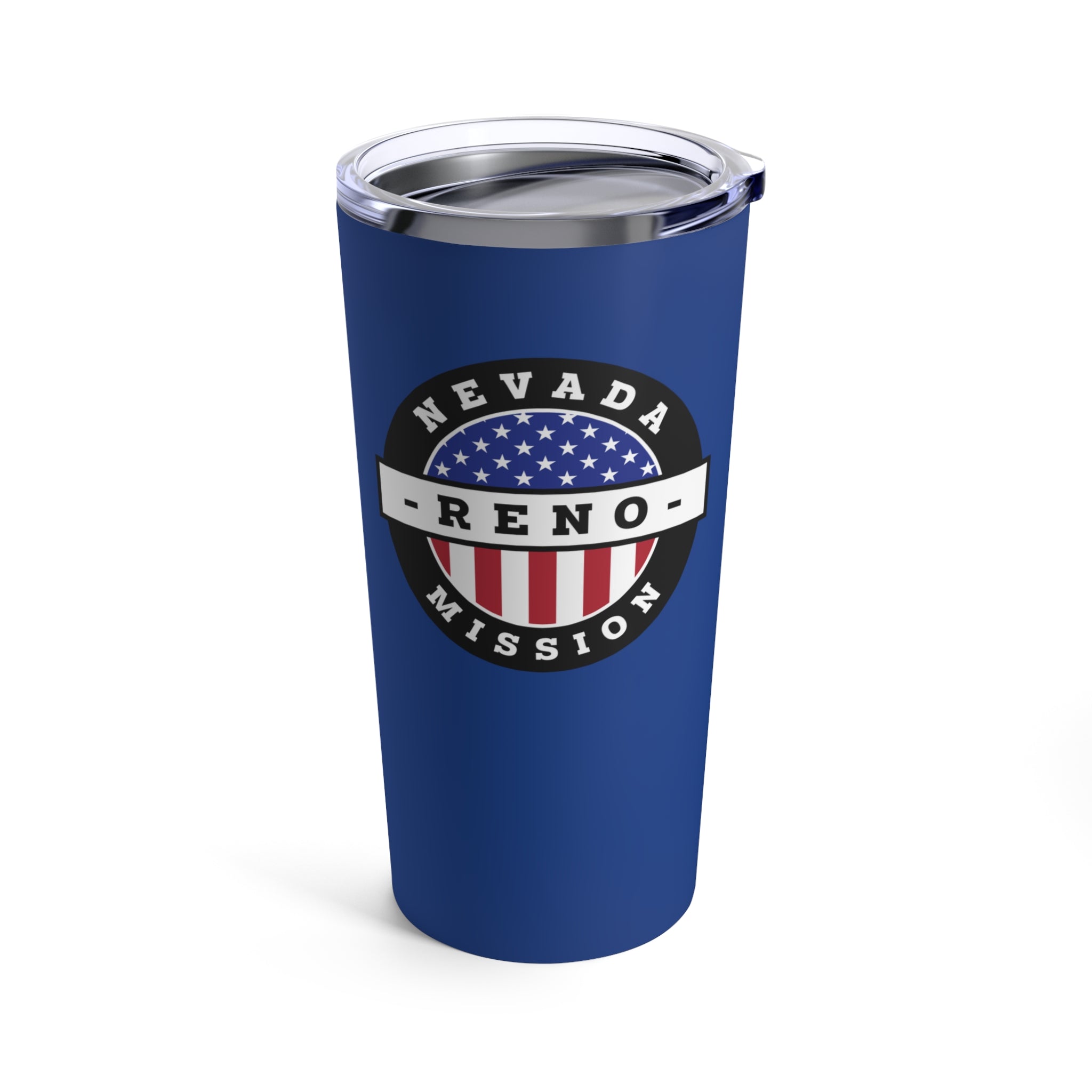 Nevada Reno Mission USA Flag Logo Tumbler 20oz Blue - Latter-Day Saint LDS Missionary Gift - Book of Mormon