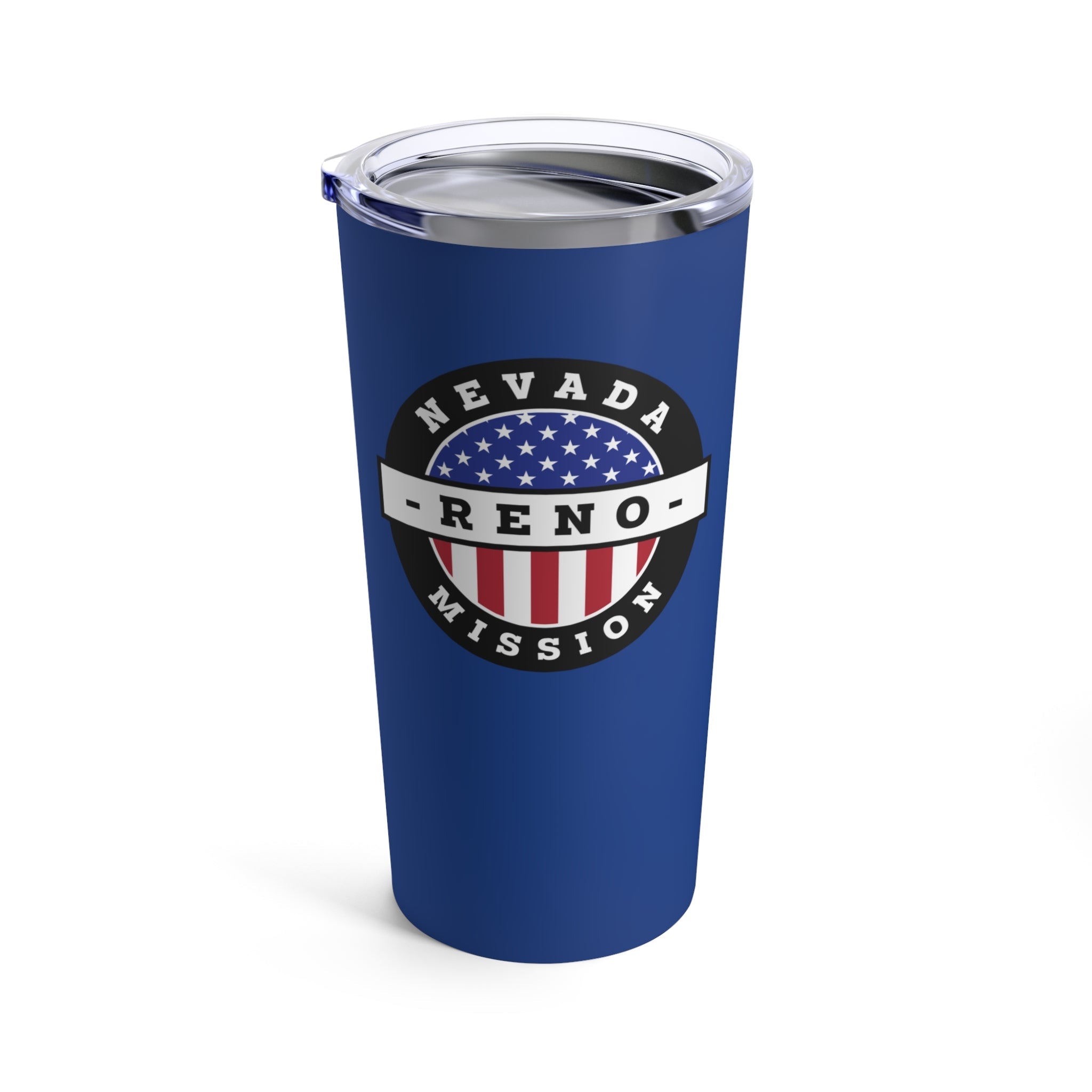 Nevada Reno Mission USA Flag Logo Tumbler 20oz Blue - Latter-Day Saint LDS Missionary Gift - Book of Mormon