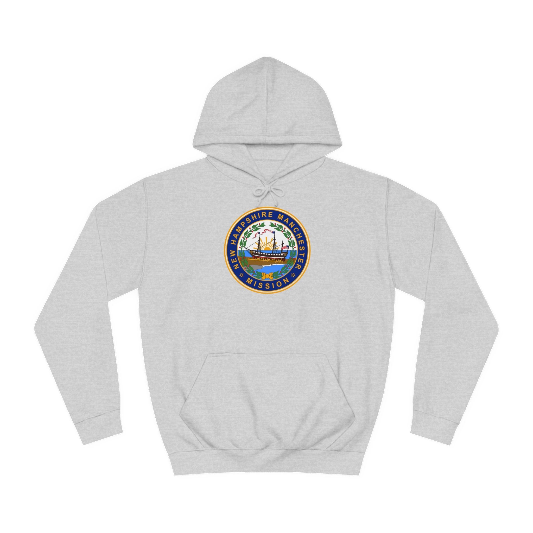 New Hampshire Manchester Mission State Flag Logo (White Border) College Hoodie - Mission Wishlist - LDS Missionary Gift Store