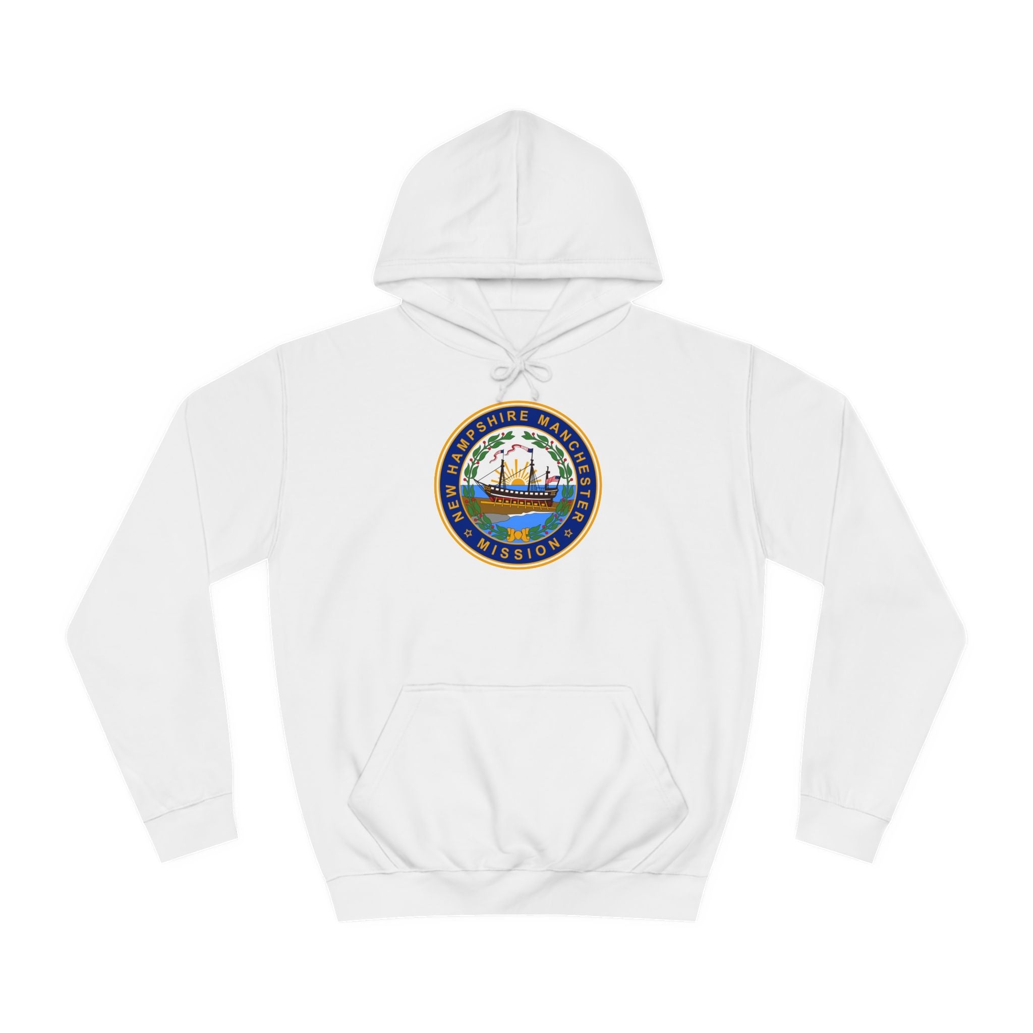 New Hampshire Manchester Mission State Flag Logo (White Border) College Hoodie - Mission Wishlist - LDS Missionary Gift Store