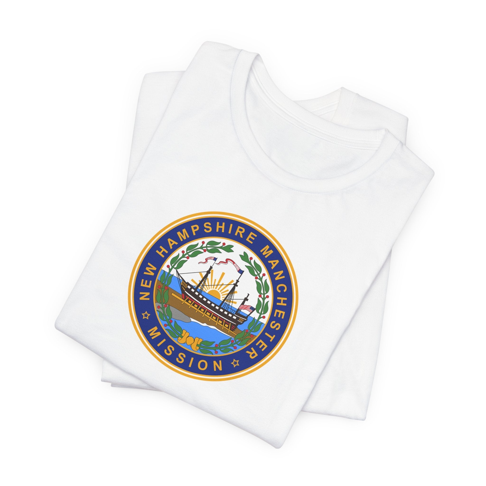 New Hampshire Manchester Mission State Flag Logo (White Border) T-shirt - Mission Wishlist - LDS Missionary Gift Store