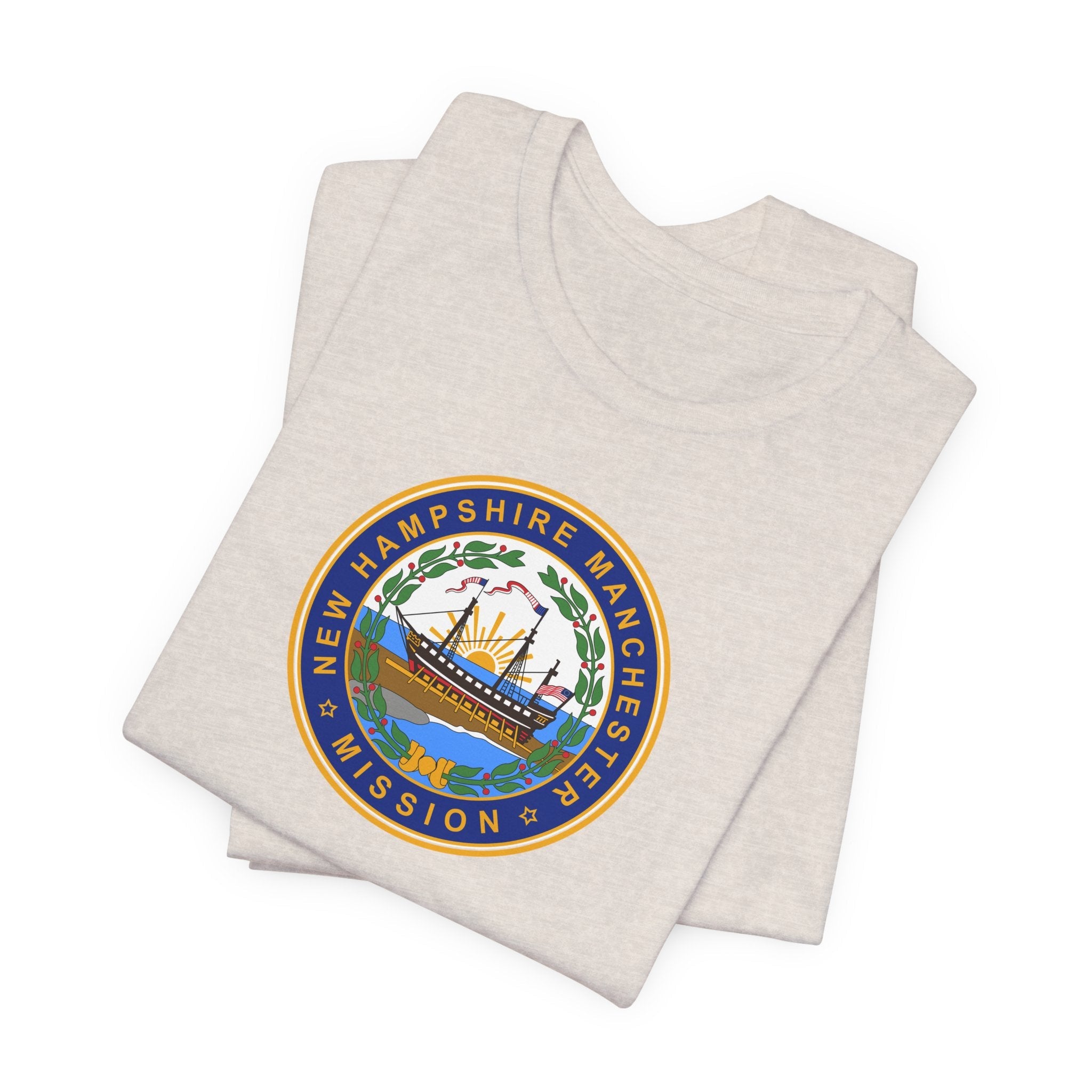 New Hampshire Manchester Mission State Flag Logo (White Border) T-shirt - Mission Wishlist - LDS Missionary Gift Store