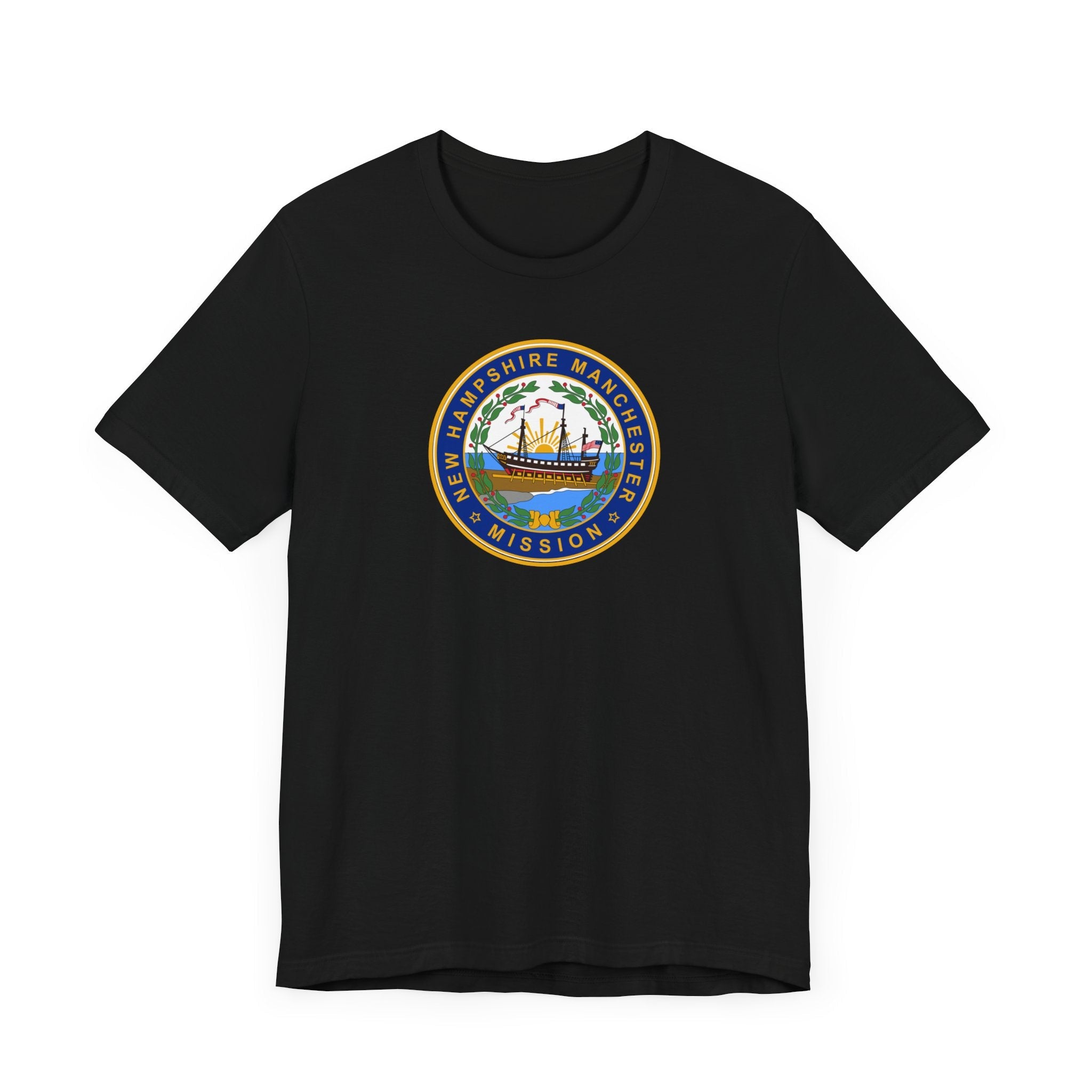New Hampshire Manchester Mission State Flag Logo (White Border) T-shirt - Mission Wishlist - LDS Missionary Gift Store