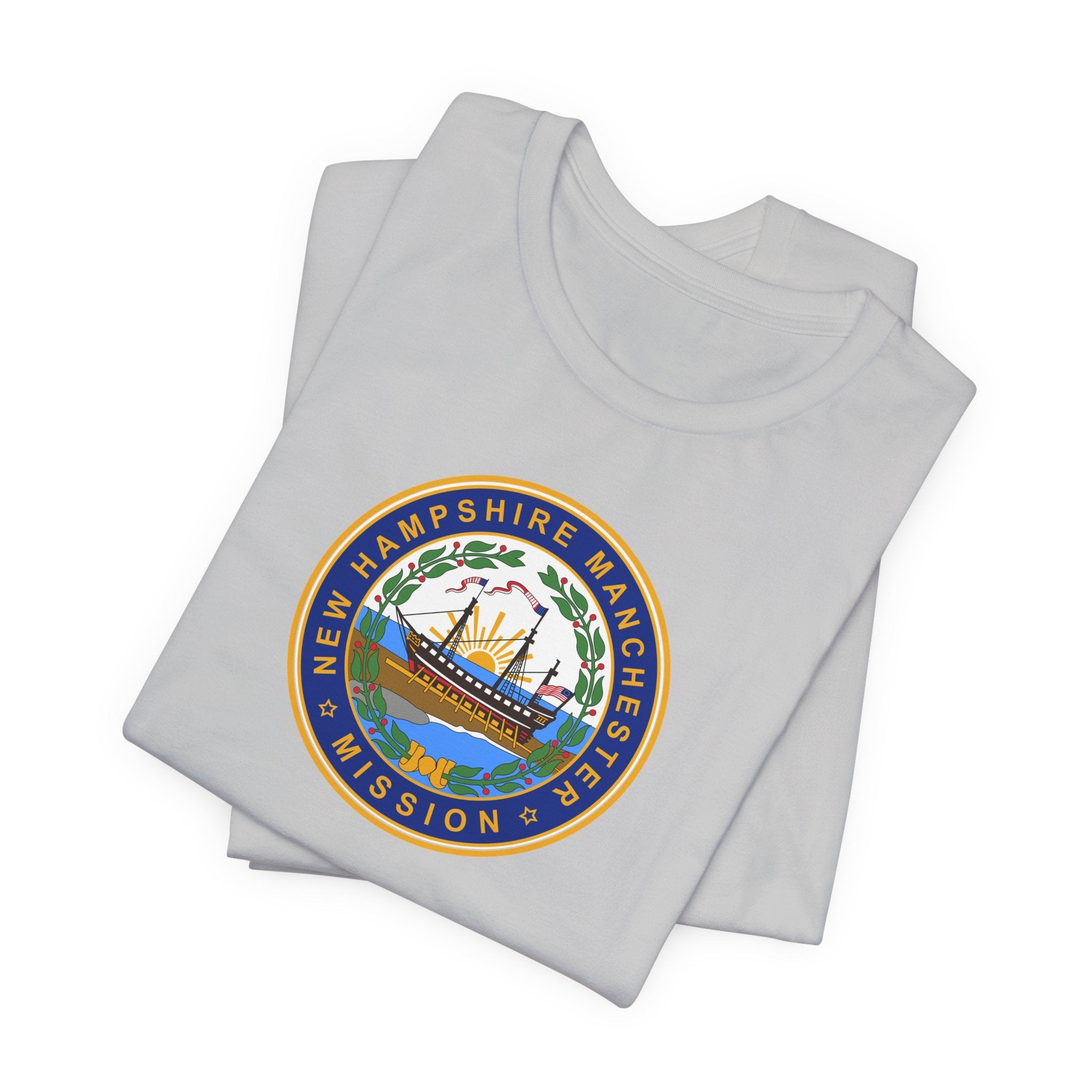 New Hampshire Manchester Mission State Flag Logo (White Border) T-shirt - Mission Wishlist - LDS Missionary Gift Store
