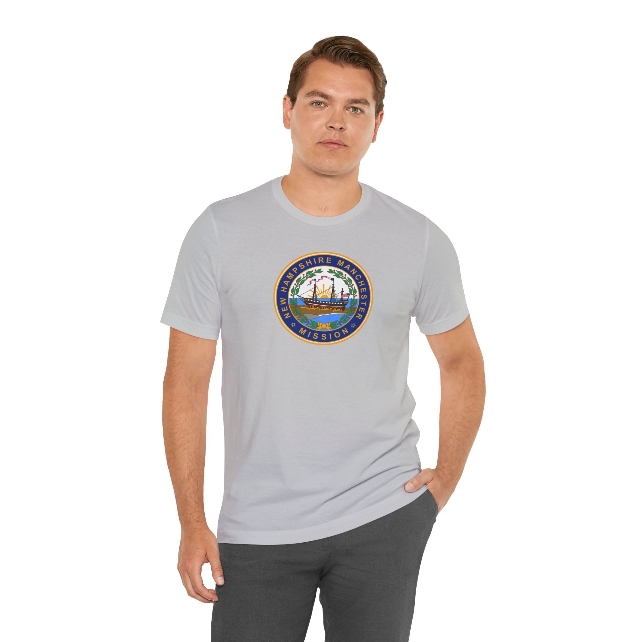 New Hampshire Manchester Mission State Flag Logo (White Border) T-shirt - Mission Wishlist - LDS Missionary Gift Store