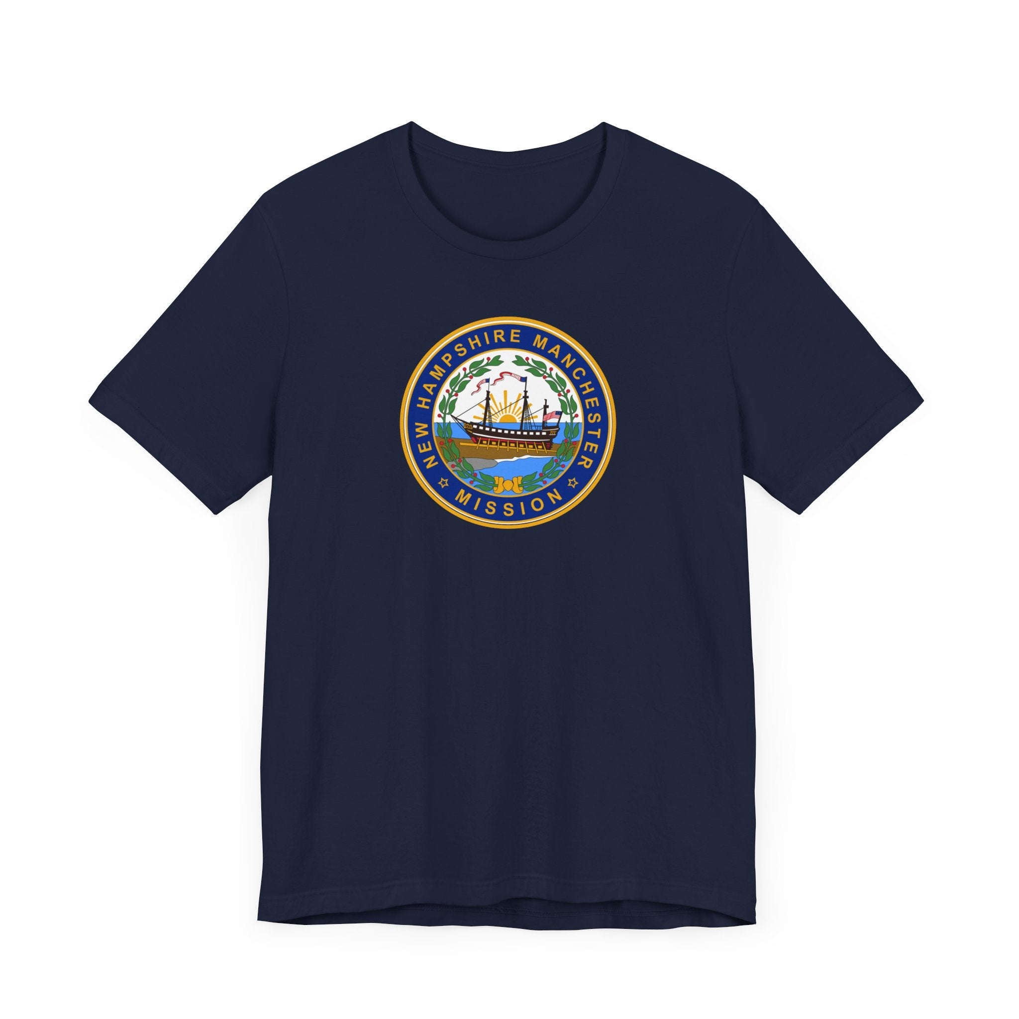 New Hampshire Manchester Mission State Flag Logo (White Border) T-shirt - Mission Wishlist - LDS Missionary Gift Store