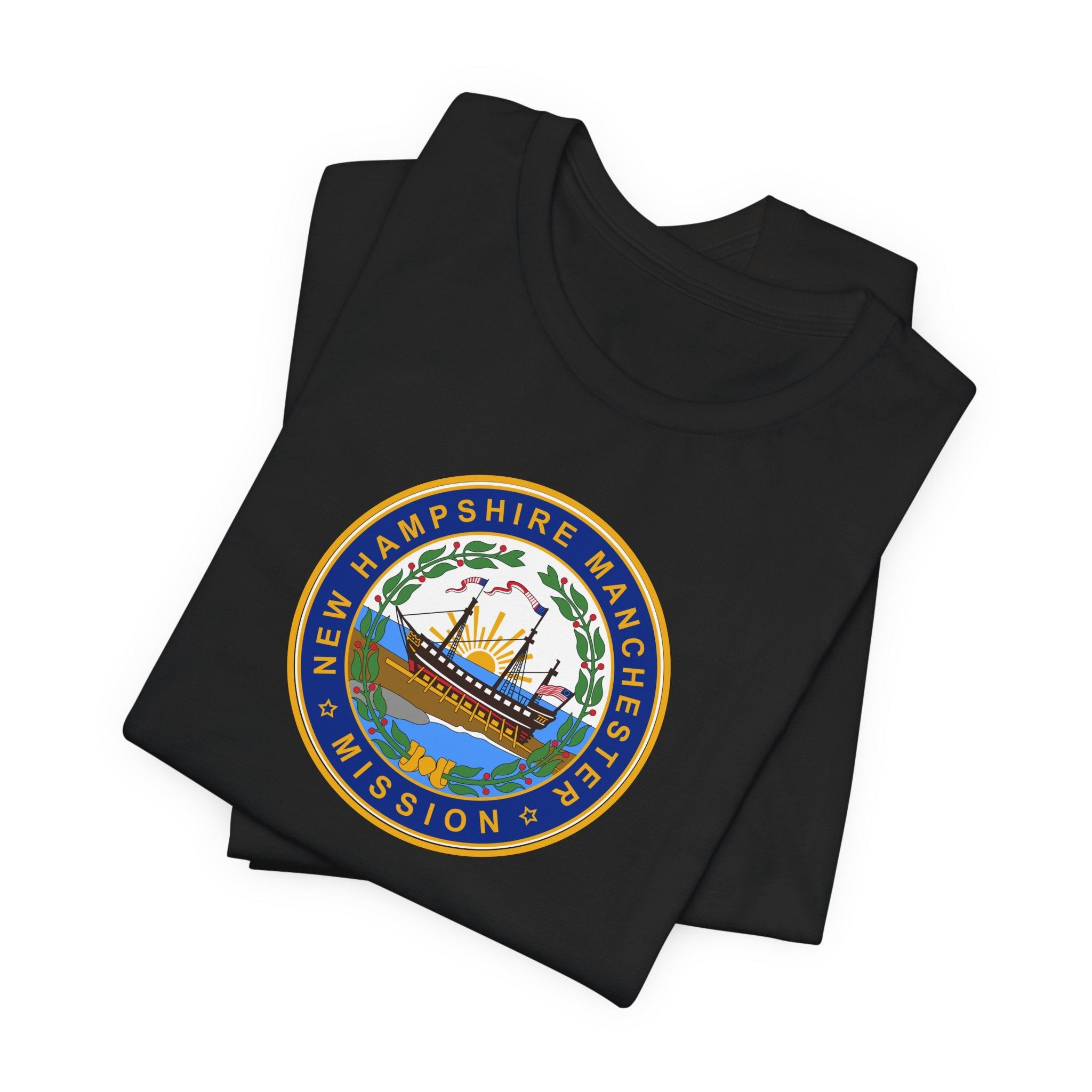 New Hampshire Manchester Mission State Flag Logo (White Border) T-shirt - Mission Wishlist - LDS Missionary Gift Store