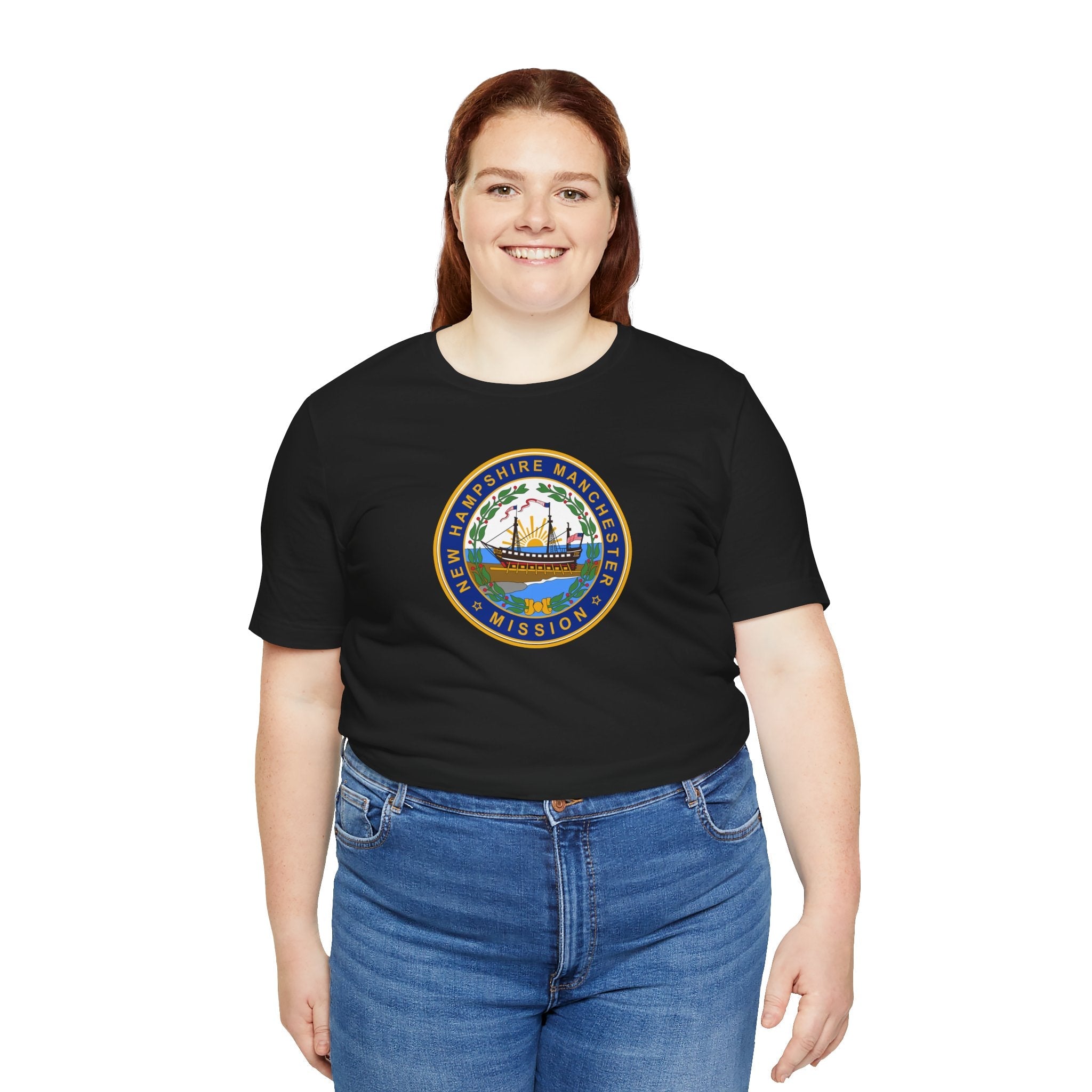 New Hampshire Manchester Mission State Flag Logo (White Border) T-shirt - Mission Wishlist - LDS Missionary Gift Store