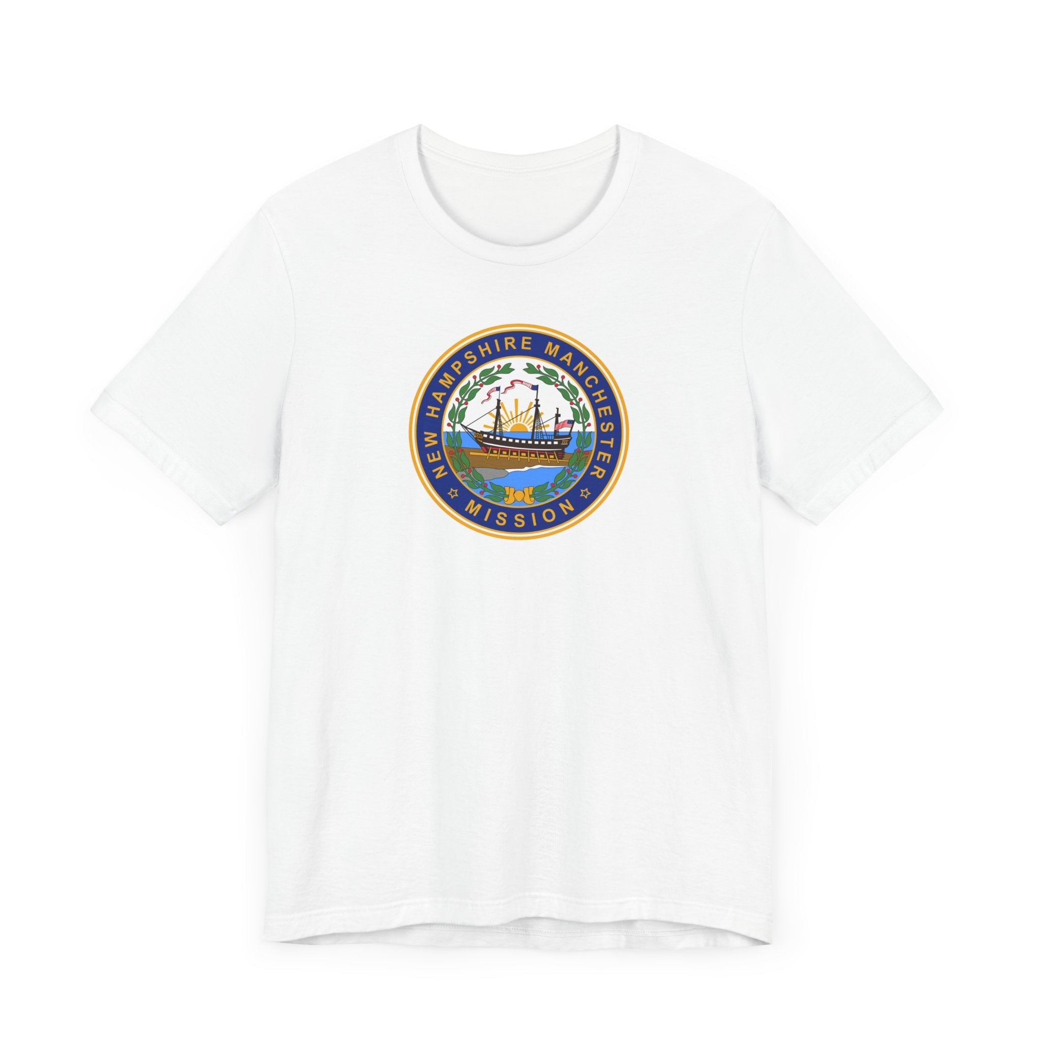 New Hampshire Manchester Mission State Flag Logo (White Border) T-shirt - Mission Wishlist - LDS Missionary Gift Store
