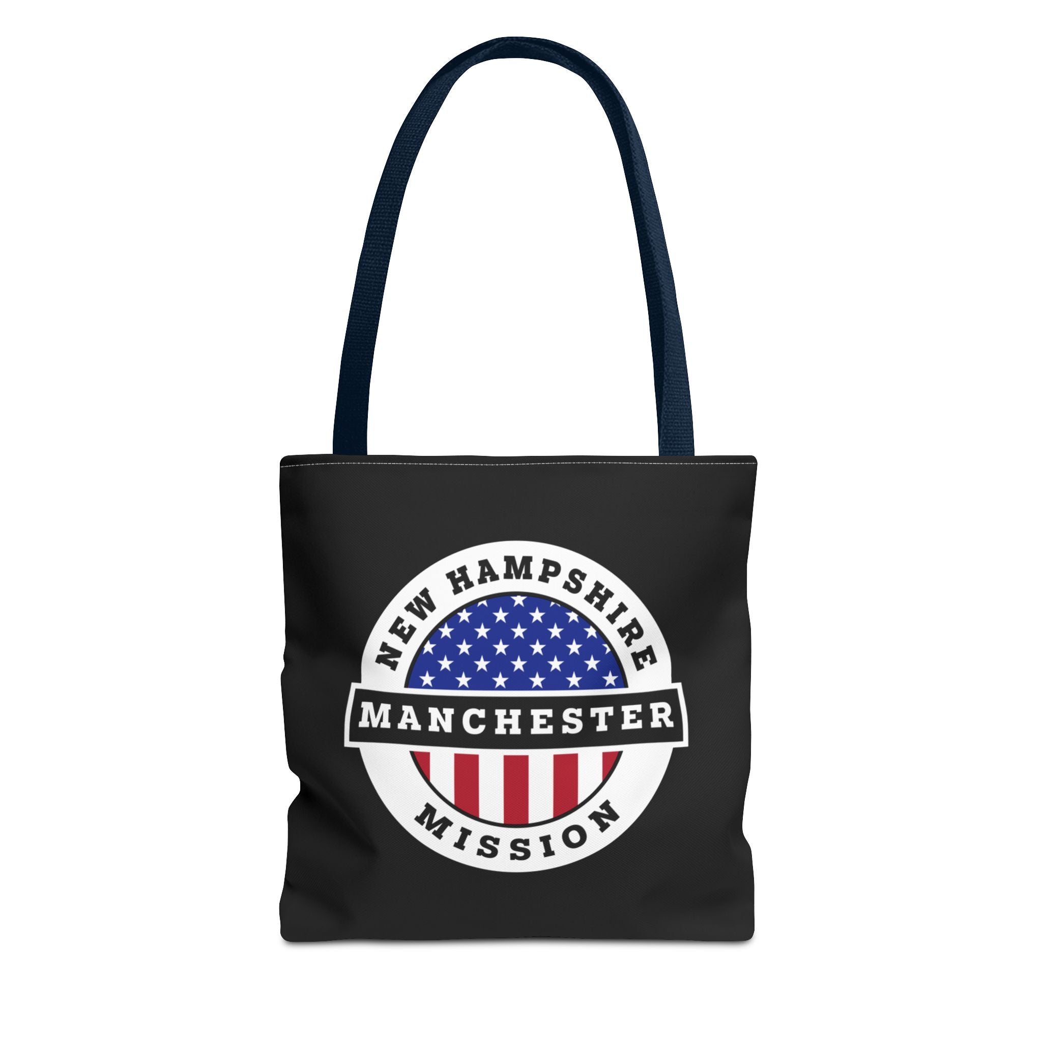 New Hampshire Manchester Mission USA Flag Logo Tote Bag Black - Mission Wishlist - LDS Missionary Gift Store