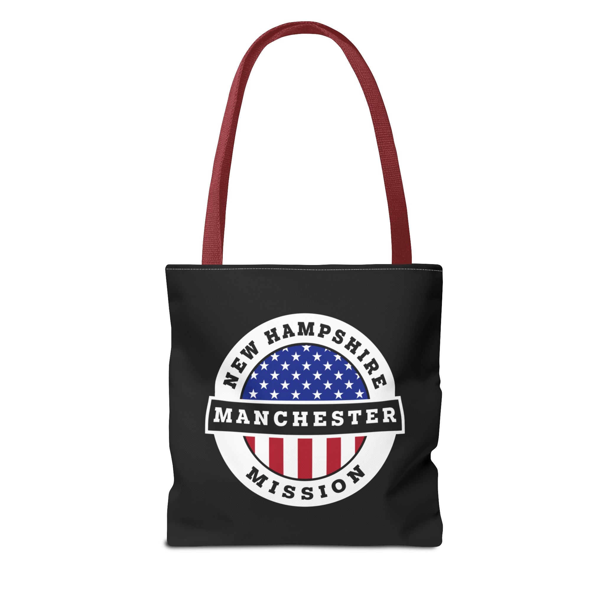 New Hampshire Manchester Mission USA Flag Logo Tote Bag Black - Mission Wishlist - LDS Missionary Gift Store